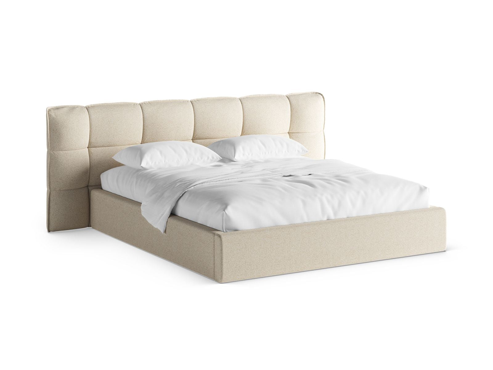 Eric Bett mit Stauraum mit Kopfteil 200cm in Light Beige Melange-Puente präsentiert im Onlineshop von KAQTU Design AG. Bett ist von Micadoni