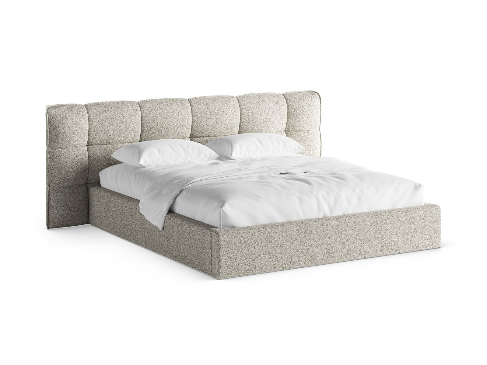 Eric Bett mit Stauraum mit Kopfteil 200cm in Beige Melange-Puente präsentiert im Onlineshop von KAQTU Design AG. Bett ist von Micadoni