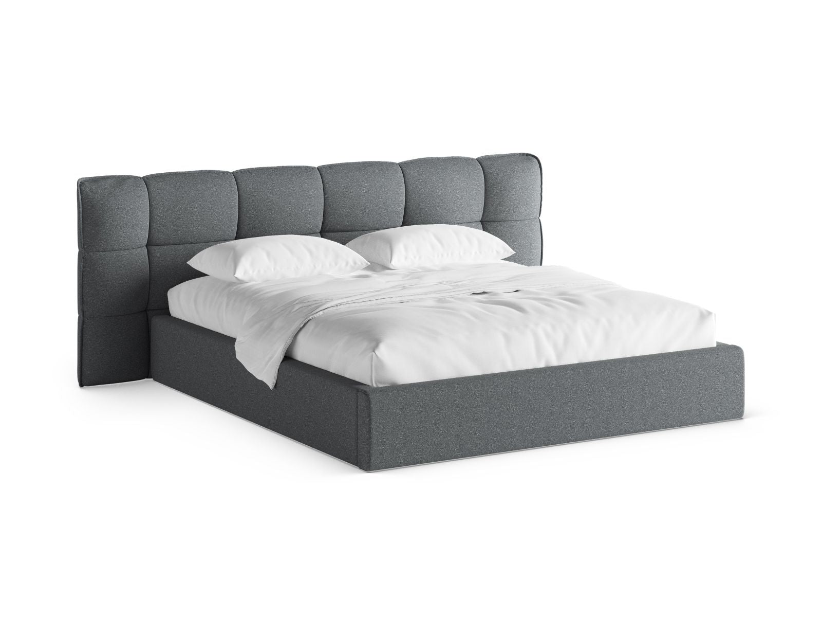 Eric Bett mit Stauraum mit Kopfteil 200cm in Dark Grey Melange-Puente präsentiert im Onlineshop von KAQTU Design AG. Bett ist von Micadoni