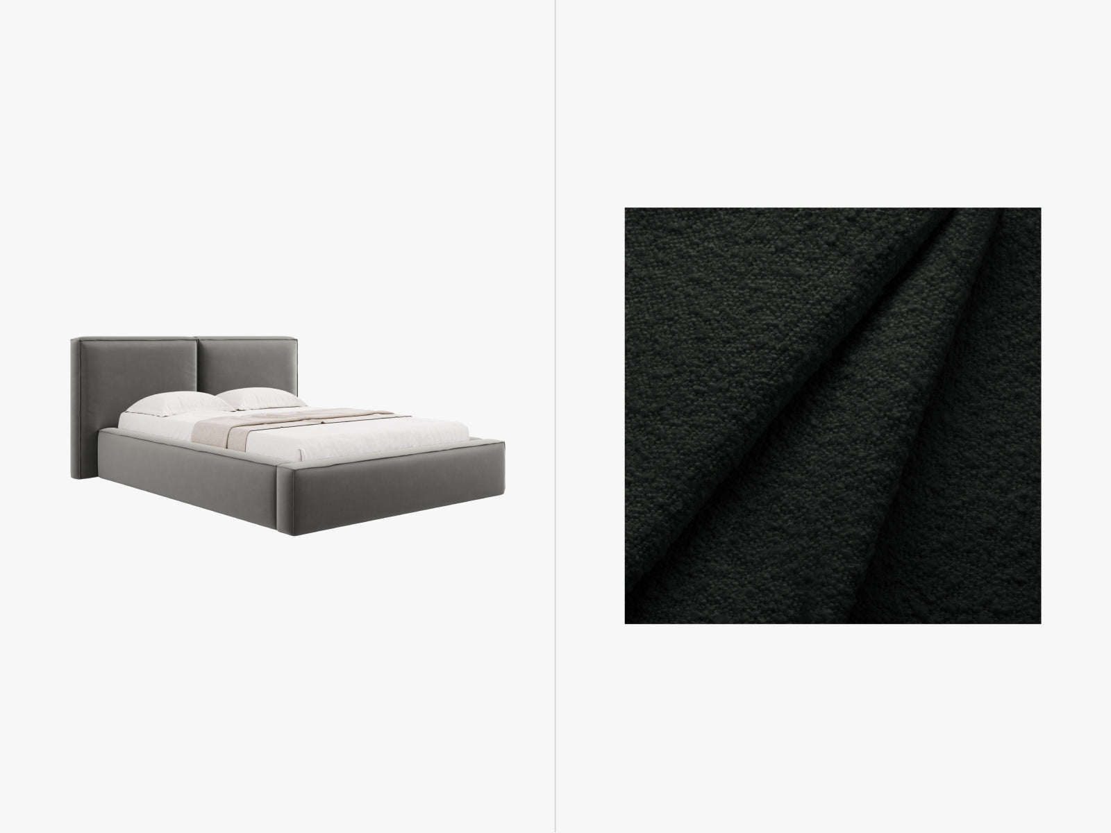 Jodie Boucle Bett mit Stauraum und Headboard  194cm in Black präsentiert im Onlineshop von KAQTU Design AG. Bett ist von Micadoni