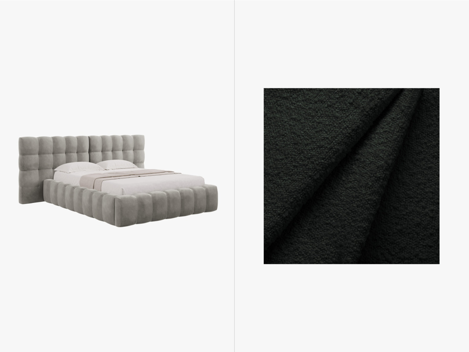 Mamaia Boucle Bett mit Strauaum und doppeltem Headboard  200cm in Black/Schwarz präsentiert im Onlineshop von KAQTU Design AG. Bett ist von Micadoni