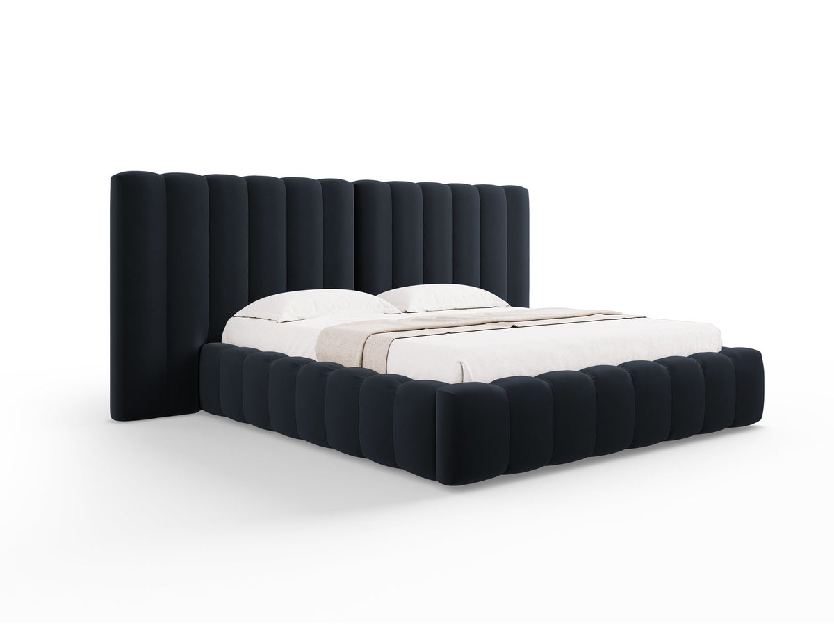 Kelp Bett mit Stauraum und doppeltem Headboard 140cm in Dark Blue-Bluvel präsentiert im Onlineshop von KAQTU Design AG. Bett ist von Micadoni