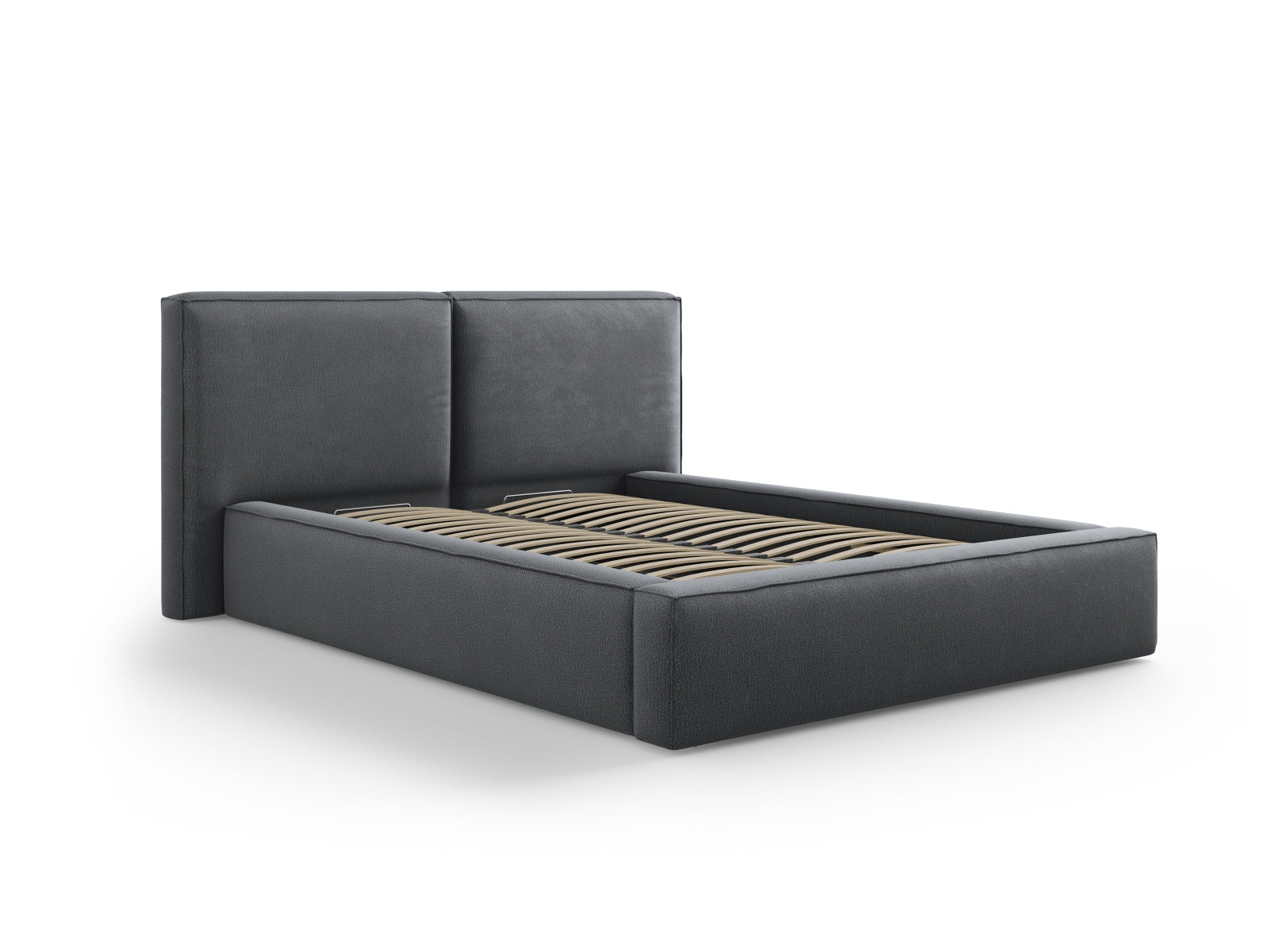 Jodie Bett mit Stauraumfunktion mit doppeltem Headboard 140cm in Dark Grey-Megan präsentiert im Onlineshop von KAQTU Design AG. Bett ist von Micadoni