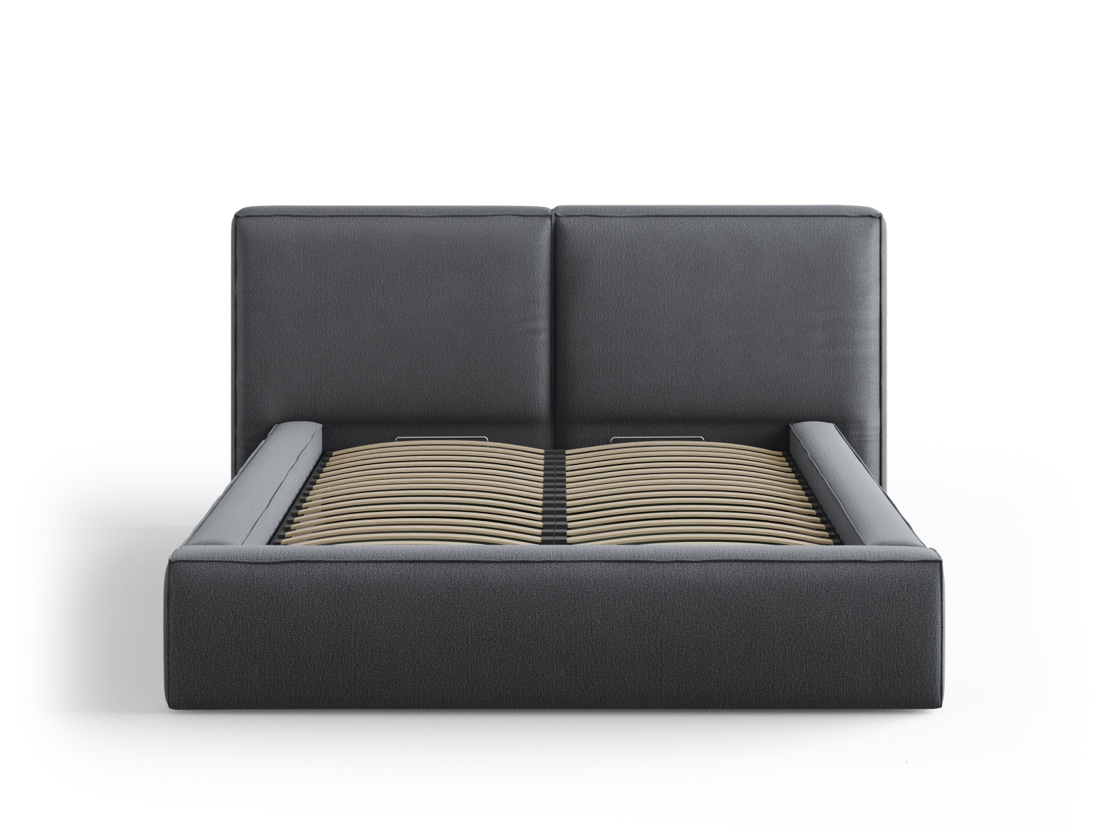 Entdecken Sie das stilvolle Jodie Bett von Micadoni mit praktischem Stauraum und doppeltem Headboard – ideal für Ihr modernes Schlafzimmer!