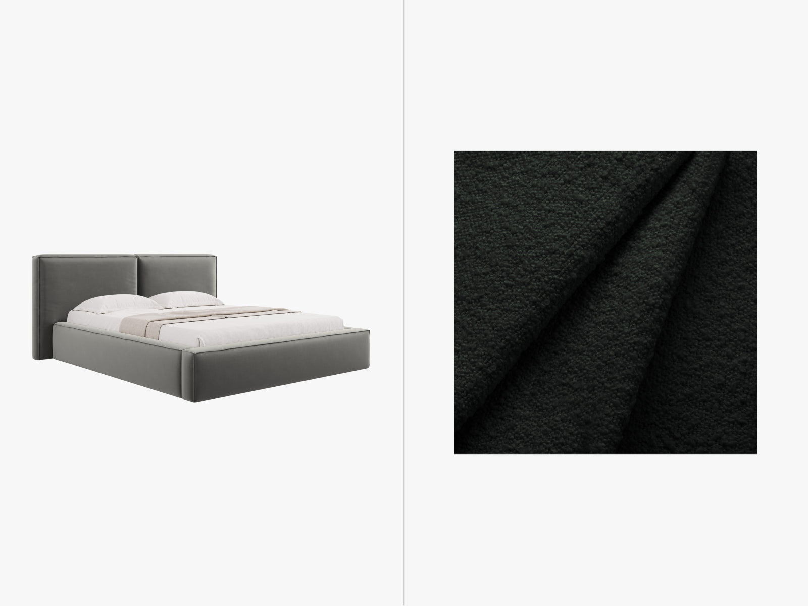 Jodie Boucle Bett mit Stauraum und Headboard  214cm in Black präsentiert im Onlineshop von KAQTU Design AG. Bett ist von Micadoni
