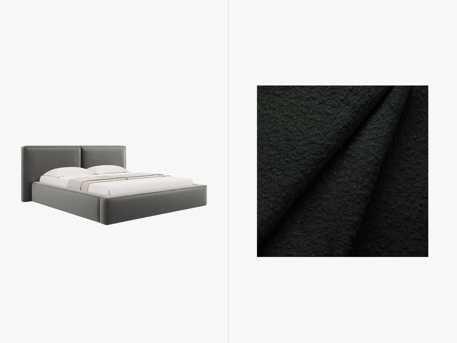Jodie Boucle Bett mit Stauraum und Headboard 180cm in Black-Baloo präsentiert im Onlineshop von KAQTU Design AG. Bett ist von Micadoni