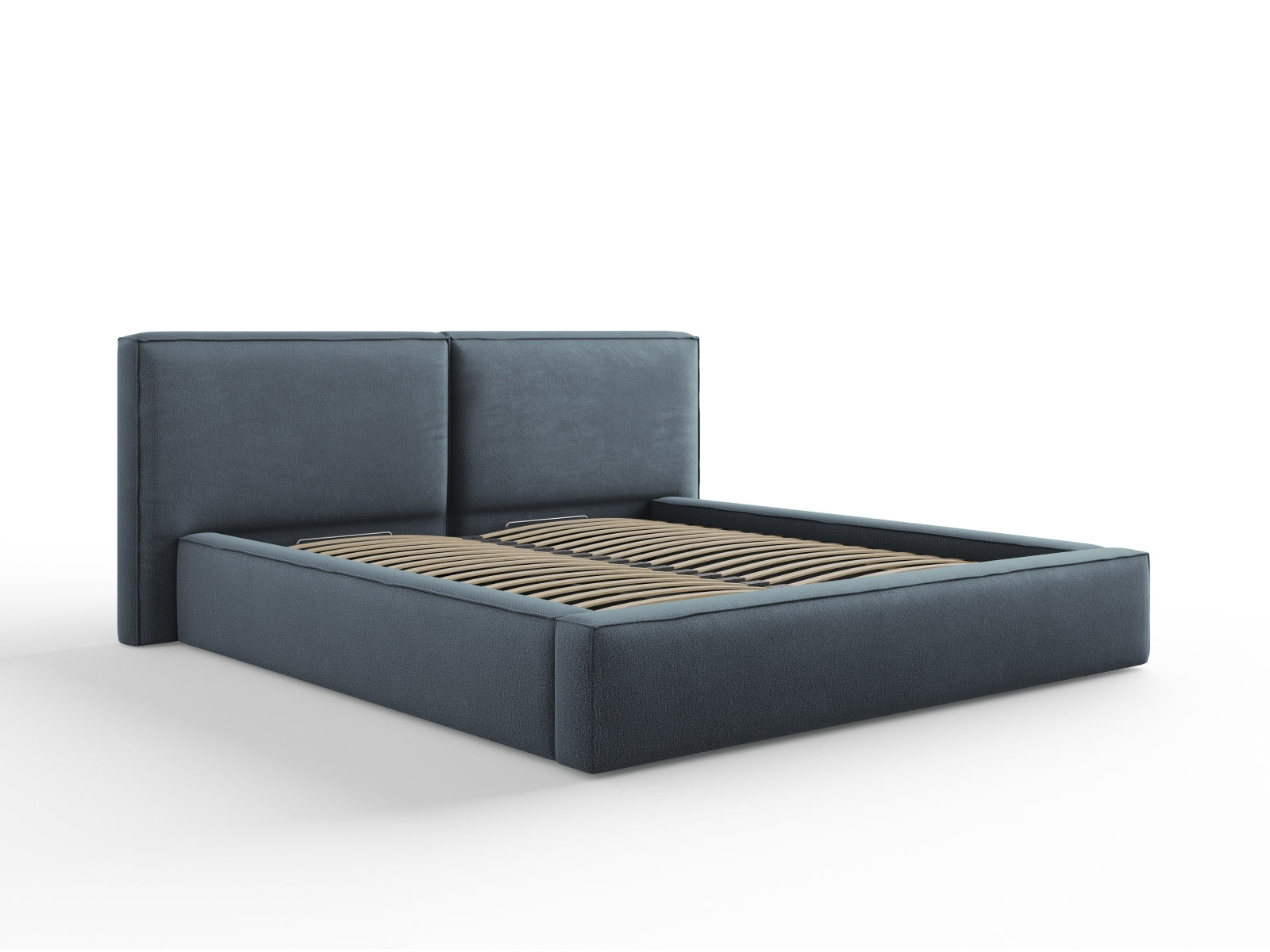 Jodie Bett mit Stauraumfunktion mit doppeltem Headboard 180cm in Blue-Megan präsentiert im Onlineshop von KAQTU Design AG. Bett ist von Micadoni