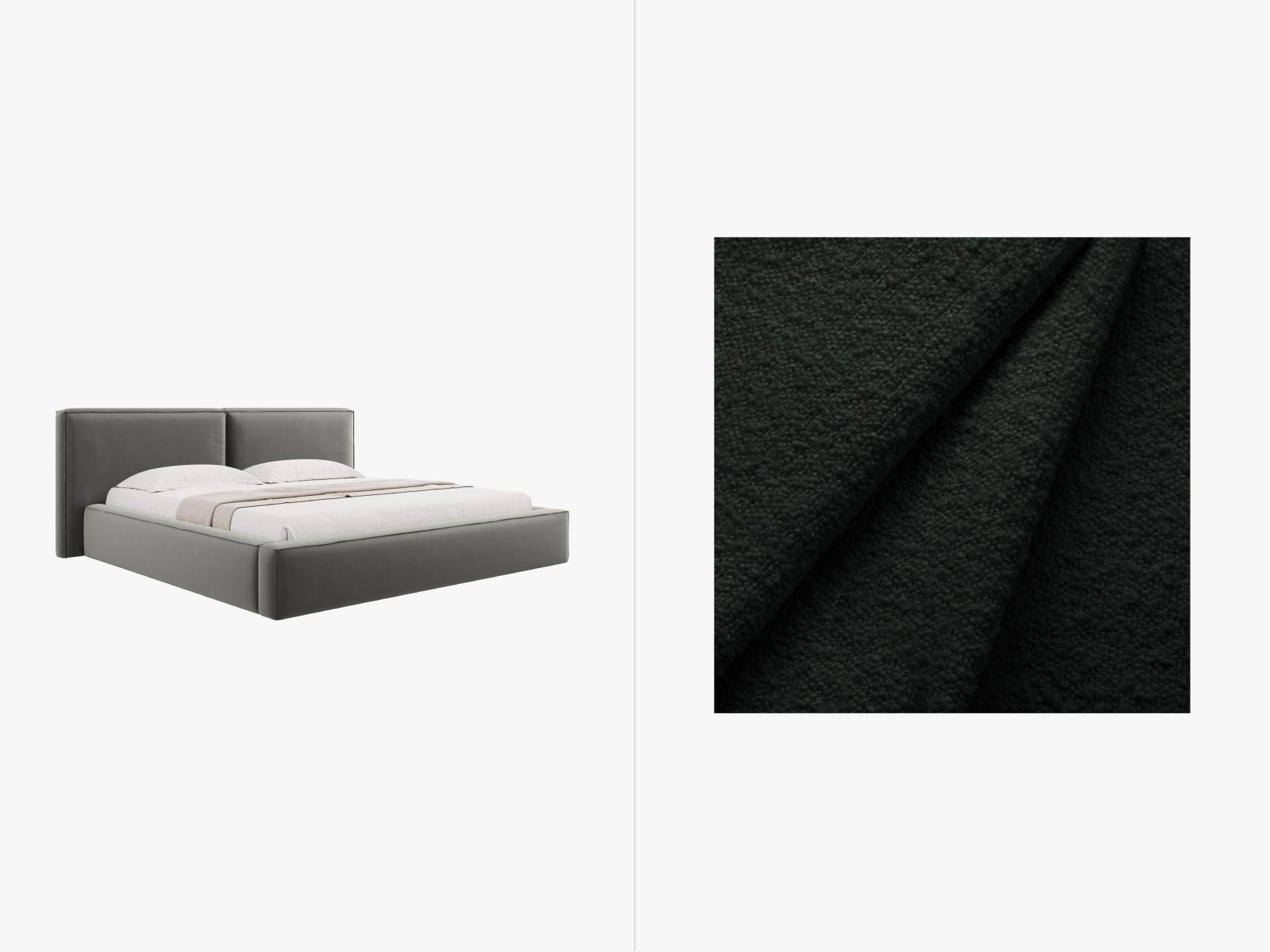 Jodie Boucle Bett mit Stauraum und Headboard 200cm in Black-Baloo präsentiert im Onlineshop von KAQTU Design AG. Bett ist von Micadoni