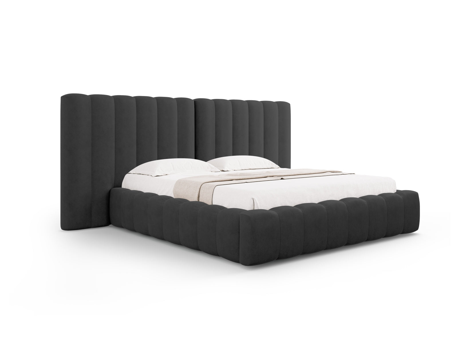 Kelp Bett mit Stauraum und doppeltem Headboard  in Anthracite präsentiert im Onlineshop von KAQTU Design AG. Bett ist von Micadoni