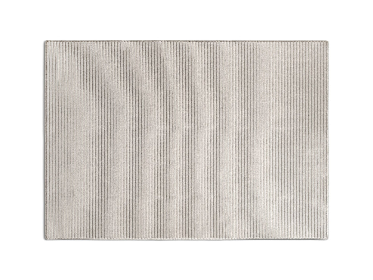 Hellgrauer Rokel Teppich von Micadoni aus Wolle mit Streifenmuster, Schnitt- und Schlingenflor, Grösse 230x160cm.