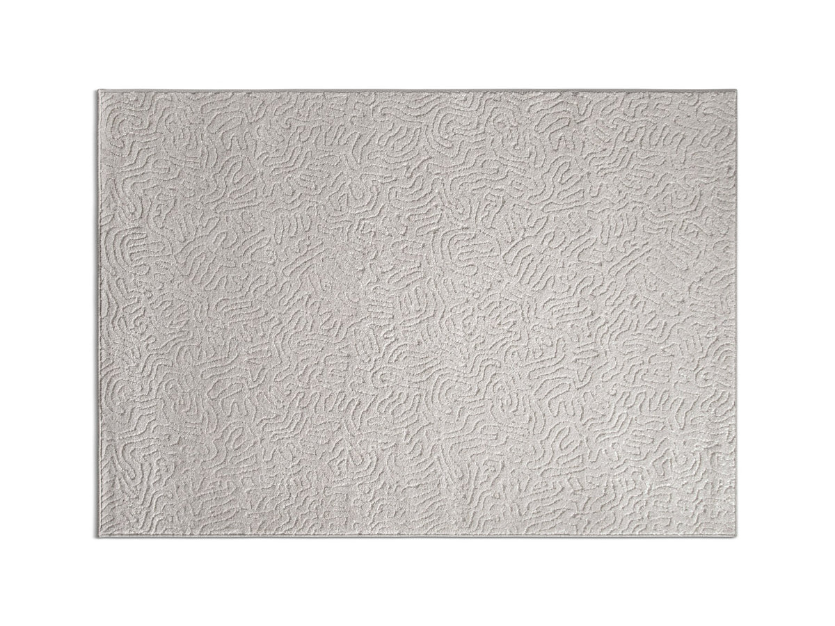 Rechteckiger Teppich Napa von Micadoni in der Farbe Perle mit Schnitt- und Schlingenflor aus Polypropylen, Grösse 280 x 200 cm.