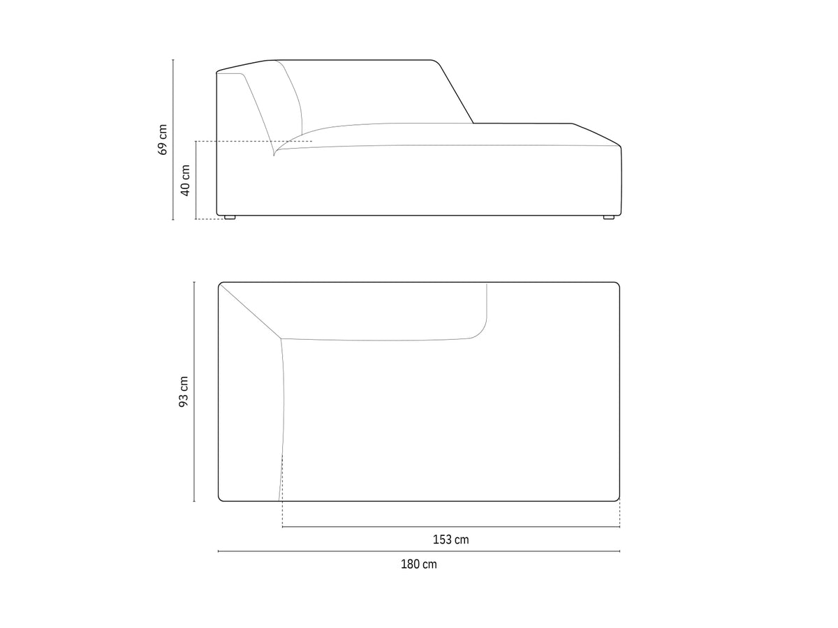 Ruby Sofa Chaise Lounge links 1 Sitz in Light Grey-Scala präsentiert im Onlineshop von KAQTU Design AG. L-Sofa links ist von Micadoni