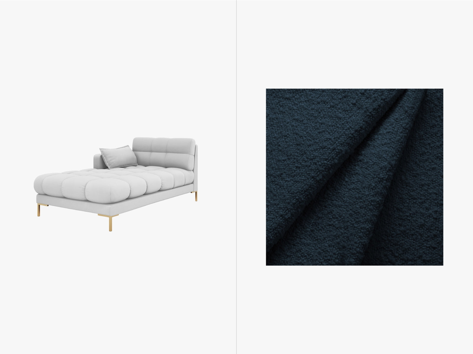 Mamaia Sofa Chaise Lounge links 1 Sitz in Dark Blue/Gold präsentiert im Onlineshop von KAQTU Design AG. L-Sofa links ist von Micadoni