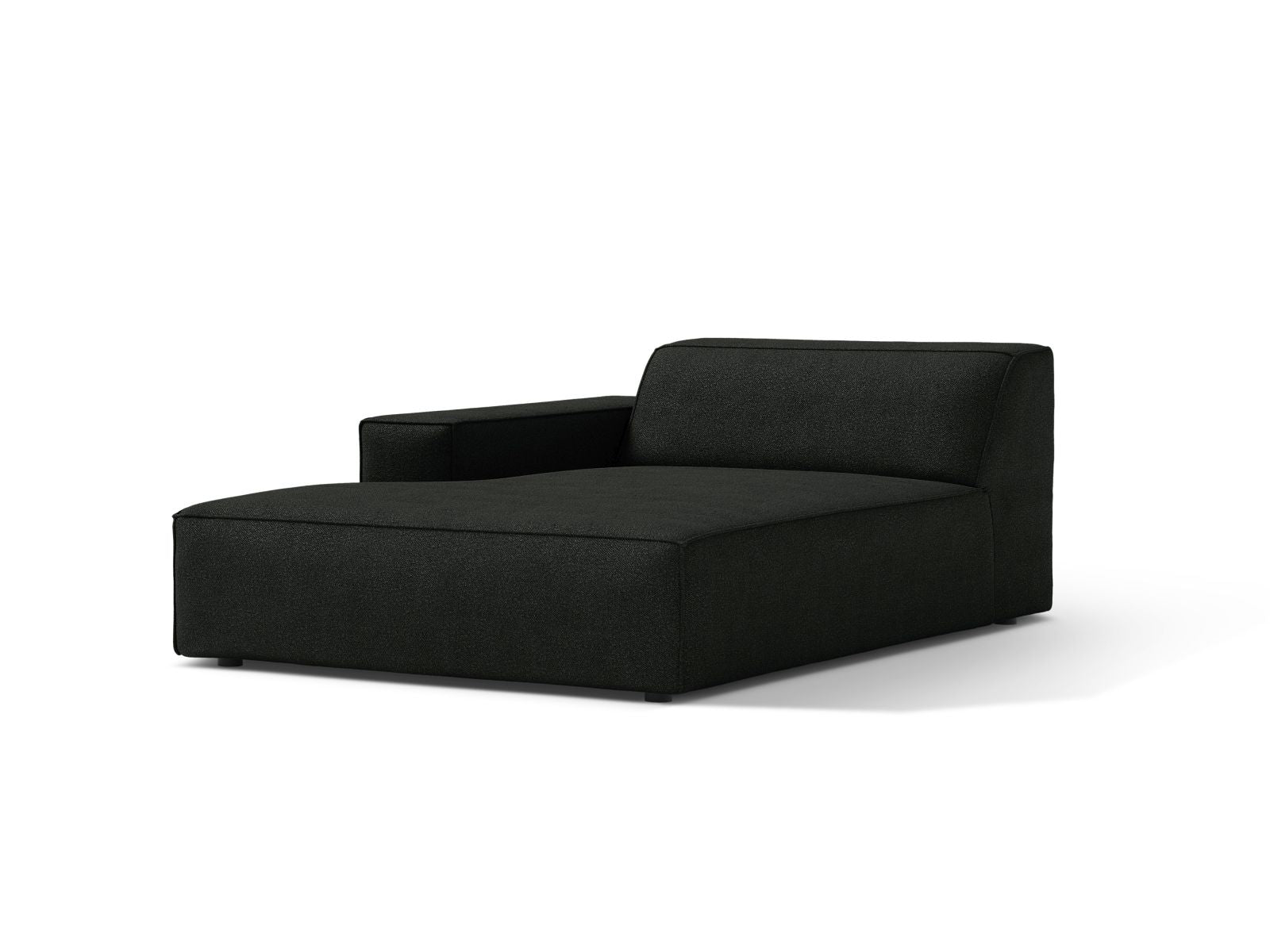 Elegante 1-Sitzer Chaise Longue Links Jodie in stilvollem Schwarz, ideal für moderne Wohnräume und vielseitige Sofa-Kombinationen.