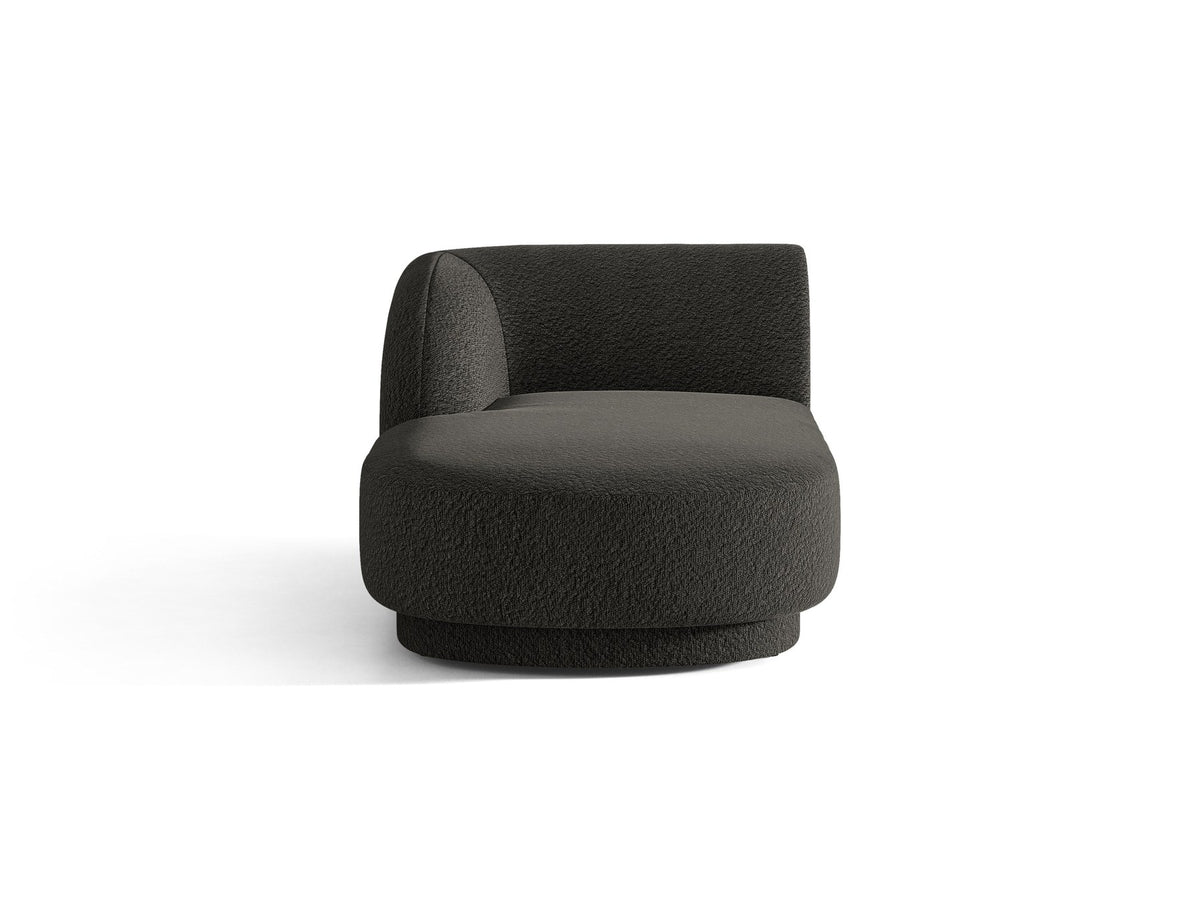 Chaiselongue Miley von Micadoni in Dunkelbeige mit Bluvel-Stoffbezug, schwarzen Kunststoffbeinen und niedriger Rückenlehne, modulares Sofa-Element.