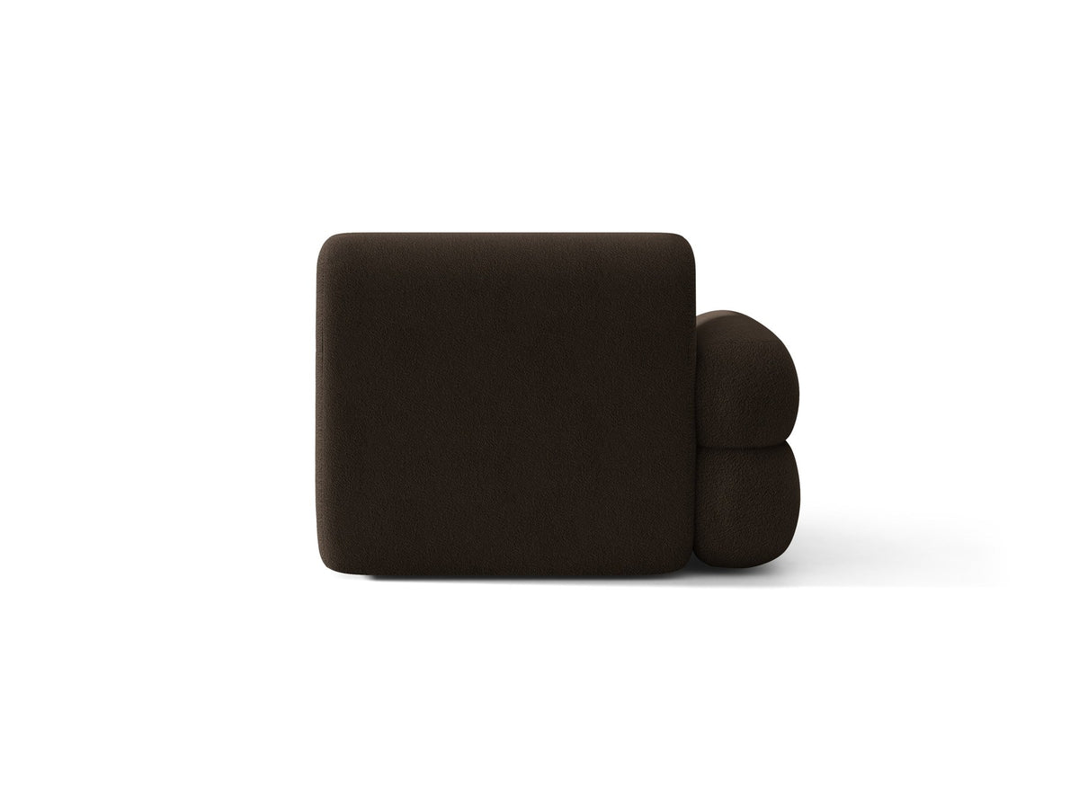 Modulares Sofa Neo Chaiselongue von Micadoni in dunklem Olivgrün mit hoher Rückenlehne und schwarzen Kunststoffbeinen aus Polypropylen.