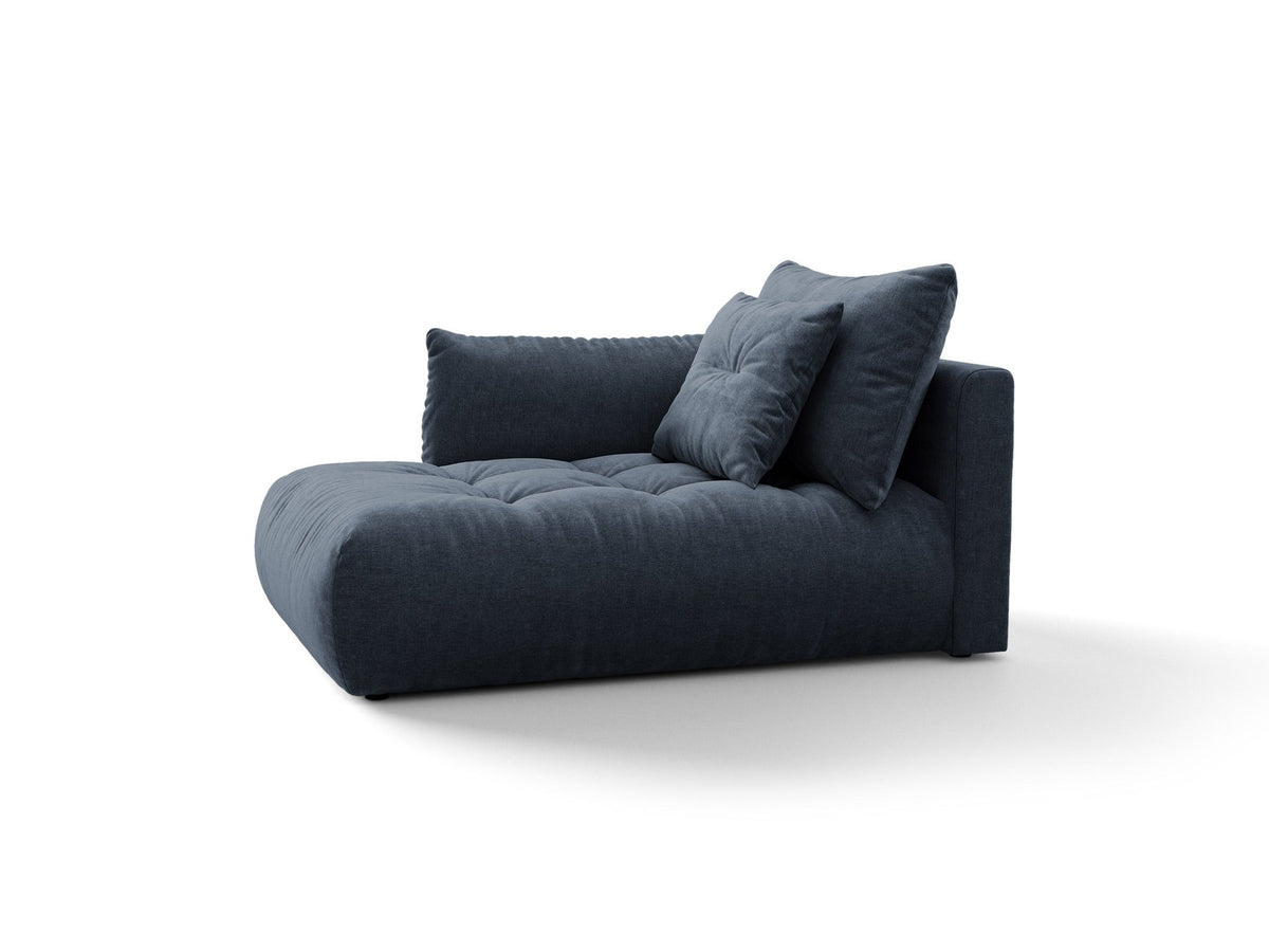 Beige Chaiselongue Bloom von Micadoni mit Veloursbezug Casino Pearl, schwarzen Kunststoffbeinen und gepolsterter Rückenlehne.