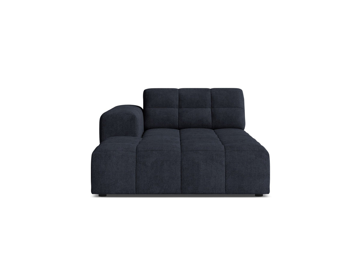 Chaiselongue Jennifer von Micadoni in Beige, Bezug aus Chenille-Stoff Eden, schwarze Kunststoffbeine, linksseitige Ausrichtung, modulares Sofaelement.