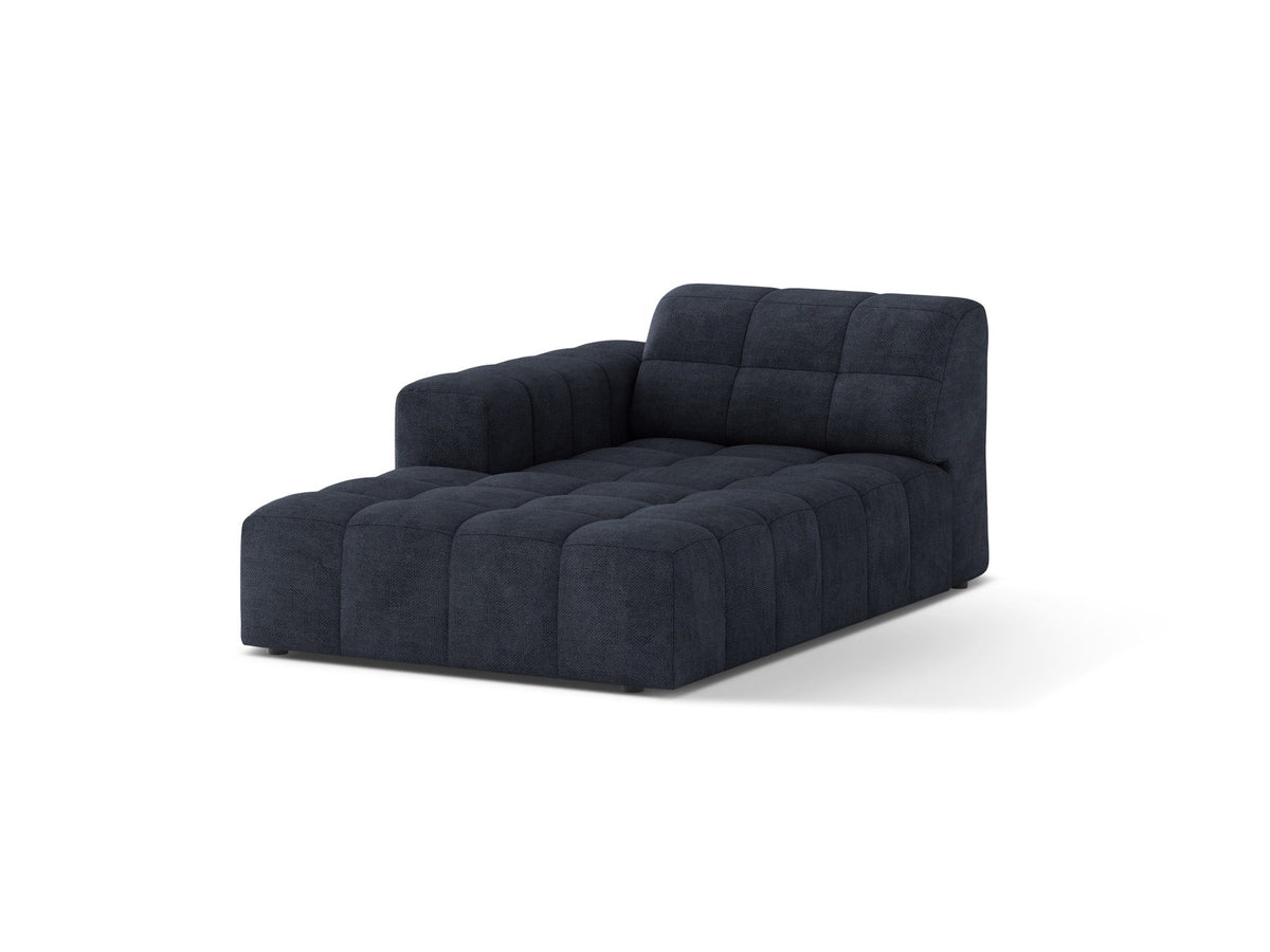 Chaiselongue Jennifer von Micadoni in Beige, Bezug aus Chenille-Stoff Eden, schwarze Kunststoffbeine, linksseitige Ausrichtung, modulares Sofaelement.
