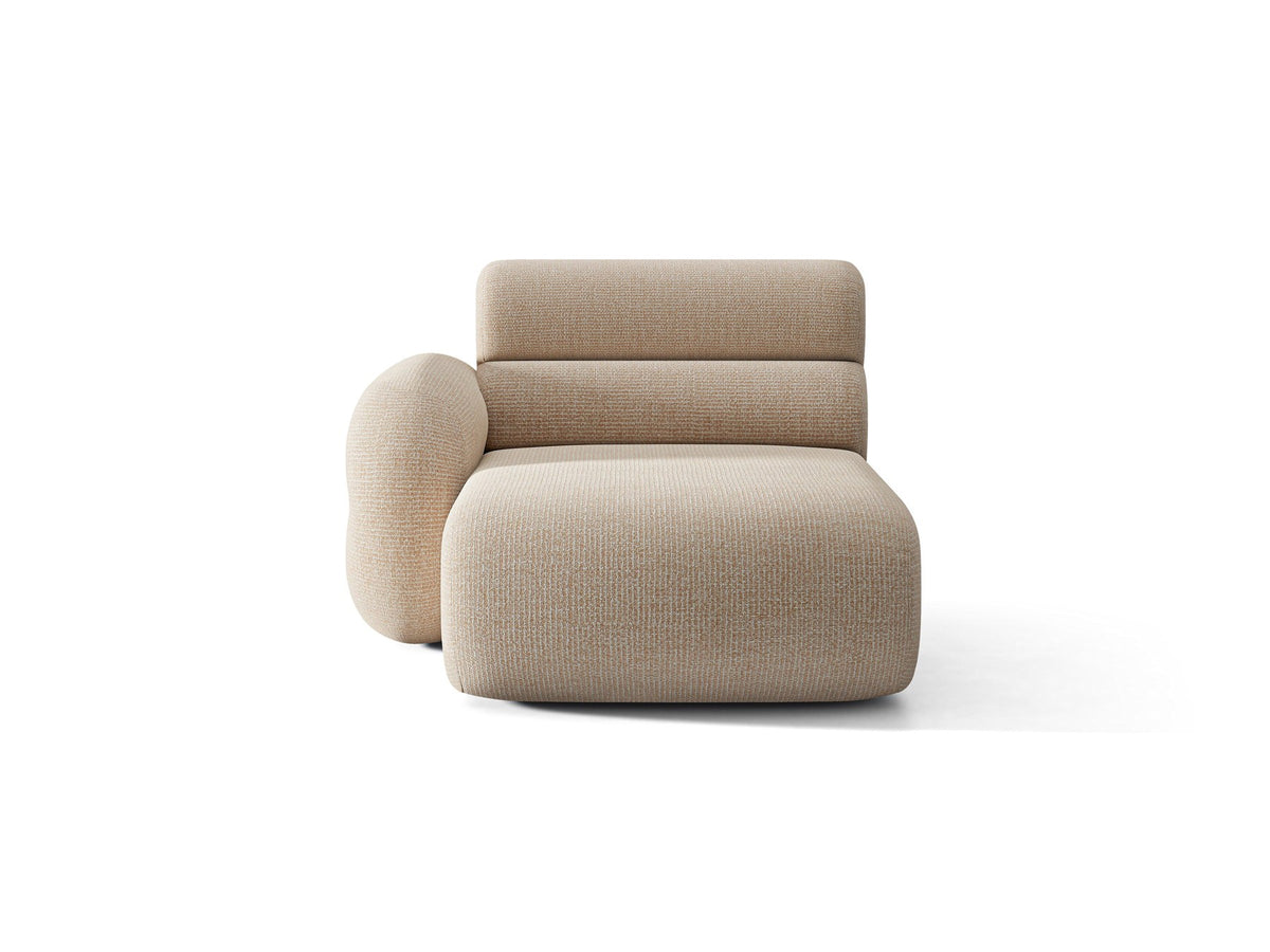Modulares Sofa Neo Chaiselongue von Micadoni in dunklem Olivgrün mit hoher Rückenlehne und schwarzen Kunststoffbeinen aus Polypropylen.