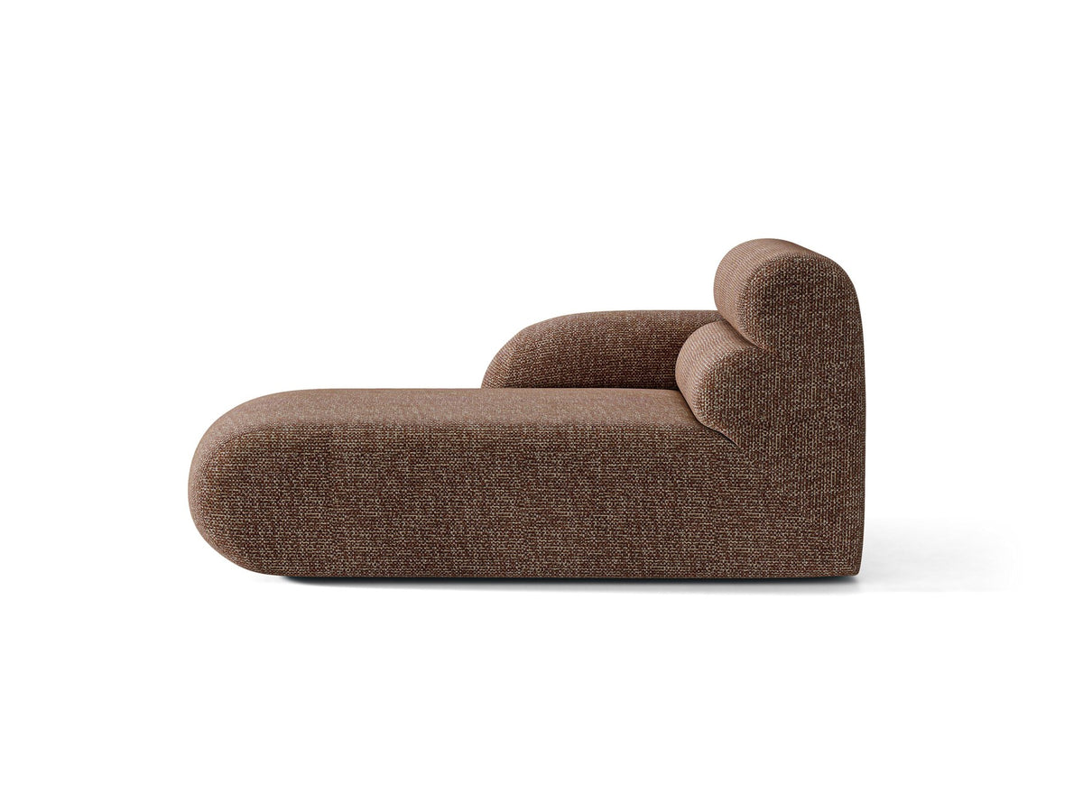 Modulares Sofa Neo Chaiselongue von Micadoni in dunklem Olivgrün mit hoher Rückenlehne und schwarzen Kunststoffbeinen aus Polypropylen.