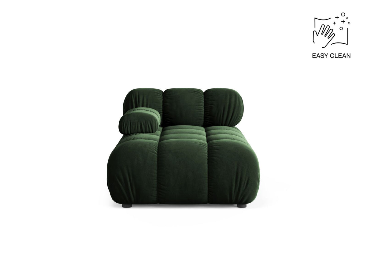 Bellis Sofamodul Chaiselongue links von Micadoni: Cappuccino-Liberty Stoffbezug, Massivholzrahmen, schwarze Kunststoffbeine, modulare Sitzform.