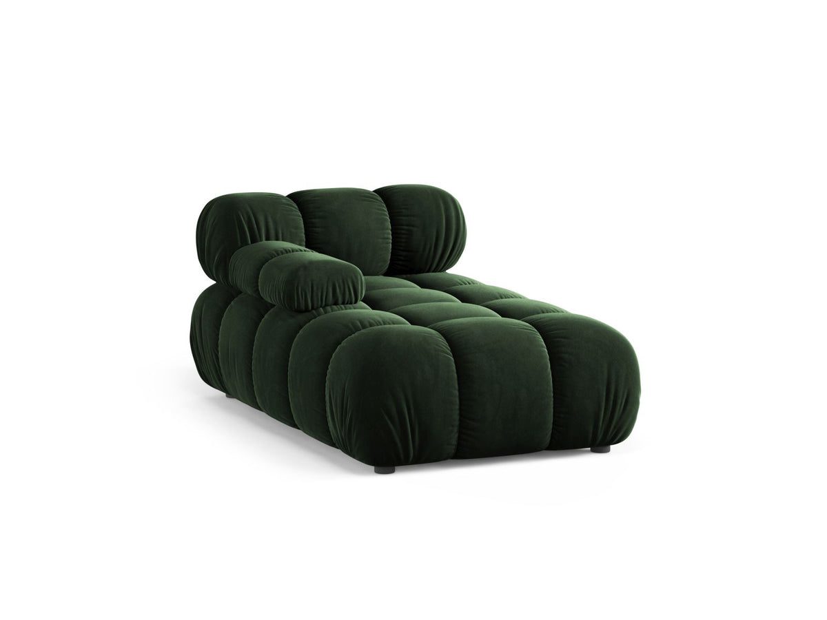 Bellis Sofamodul Chaiselongue links von Micadoni: Cappuccino-Liberty Stoffbezug, Massivholzrahmen, schwarze Kunststoffbeine, modulare Sitzform.