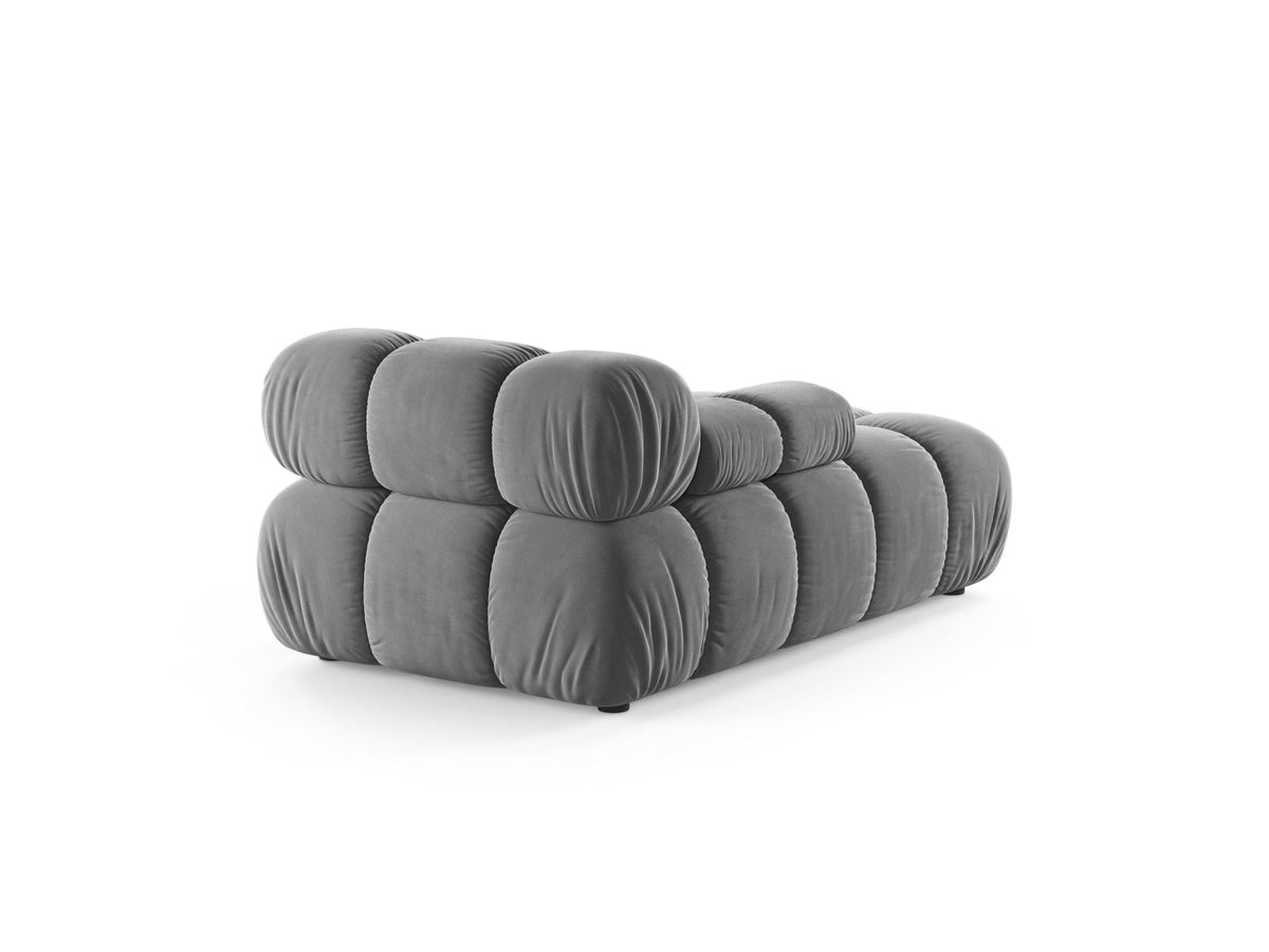 Bellis Sofamodul Chaiselongue links von Micadoni: Cappuccino-Liberty Stoffbezug, Massivholzrahmen, schwarze Kunststoffbeine, modulare Sitzform.