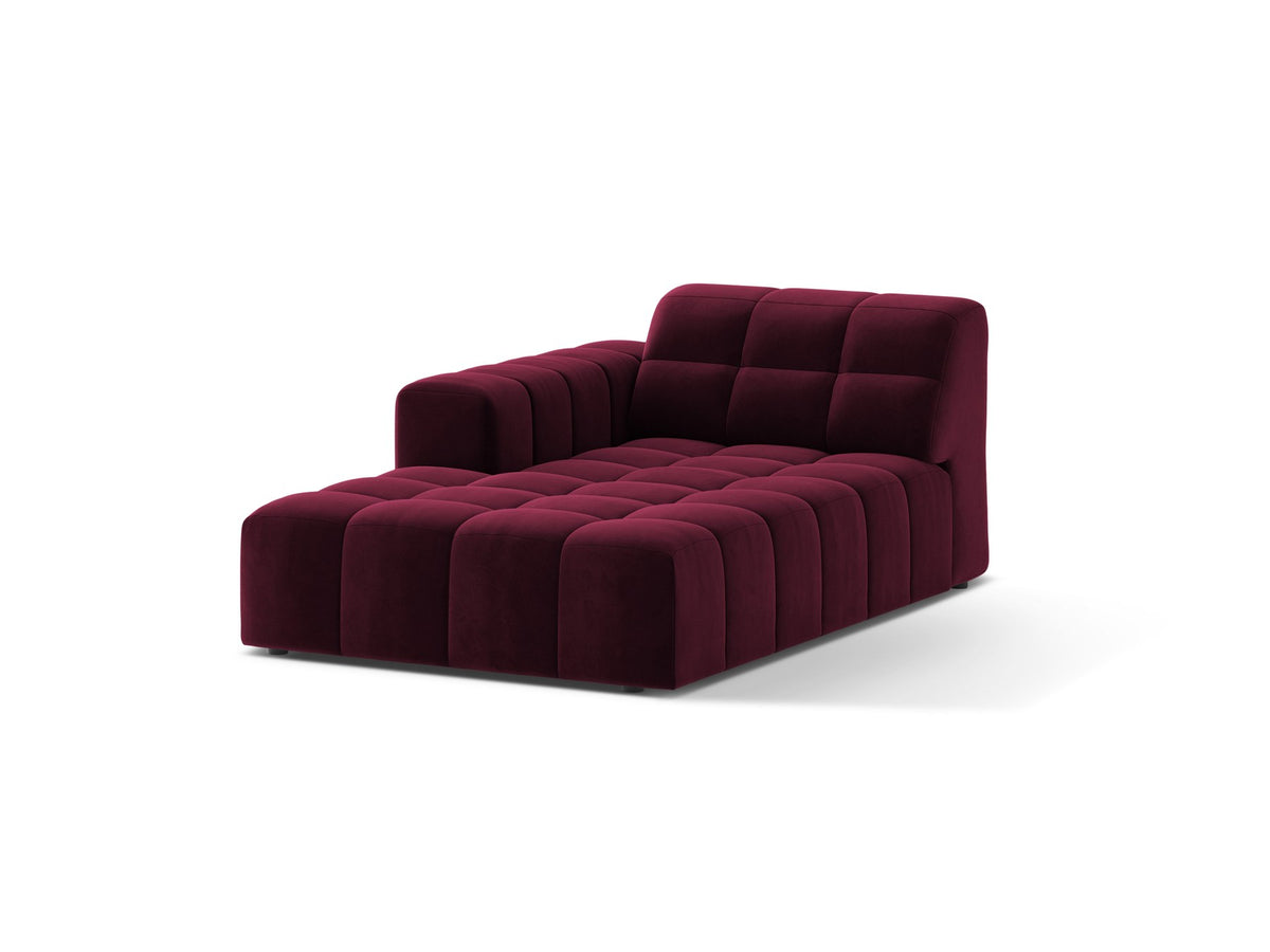 Chaiselongue Jennifer von Micadoni in Beige, Bezug aus Chenille-Stoff Eden, schwarze Kunststoffbeine, linksseitige Ausrichtung, modulares Sofaelement.
