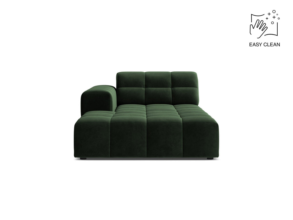 Chaiselongue Jennifer von Micadoni in Beige, Bezug aus Chenille-Stoff Eden, schwarze Kunststoffbeine, linksseitige Ausrichtung, modulares Sofaelement.