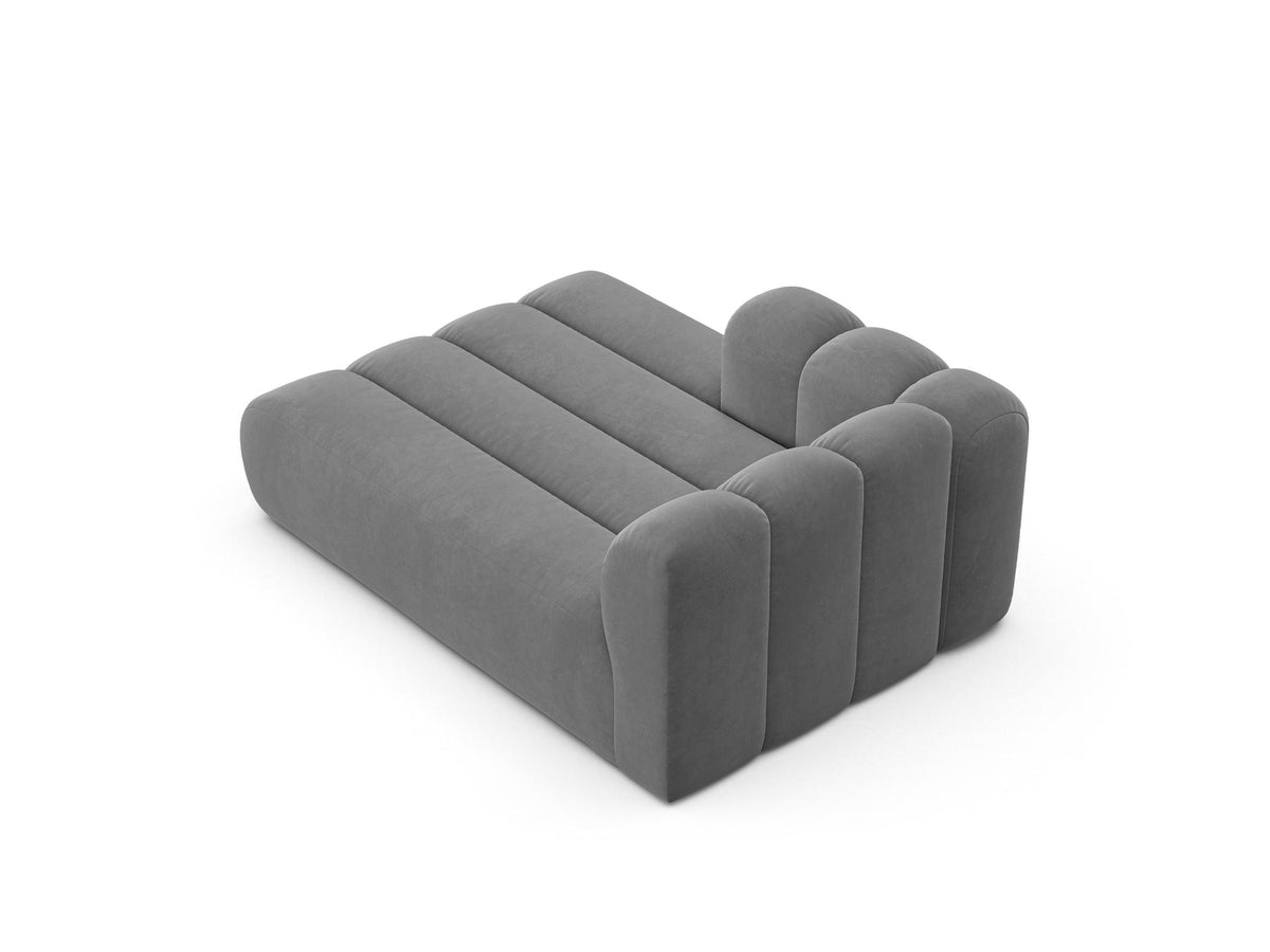 Chaiselongue-Modul Lupine von Micadoni in leichtem Beige, Venus-Samtstoff, schwarze Kunststoffbeine, Ausrichtung links, Teil eines Modularsofas.