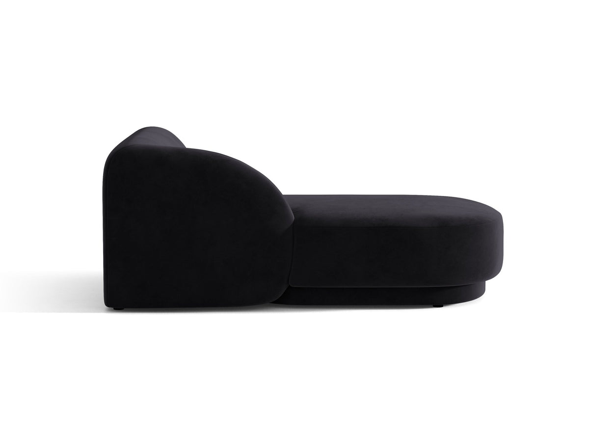 Chaiselongue Miley von Micadoni in Dunkelbeige mit Bluvel-Stoffbezug, schwarzen Kunststoffbeinen und niedriger Rückenlehne, modulares Sofa-Element.