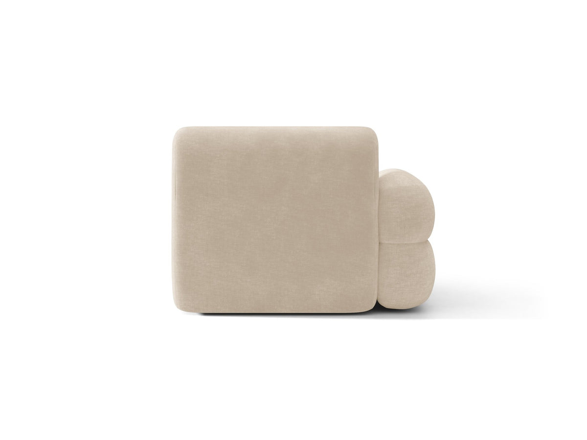 Modulares Sofa Neo Chaiselongue von Micadoni in dunklem Olivgrün mit hoher Rückenlehne und schwarzen Kunststoffbeinen aus Polypropylen.