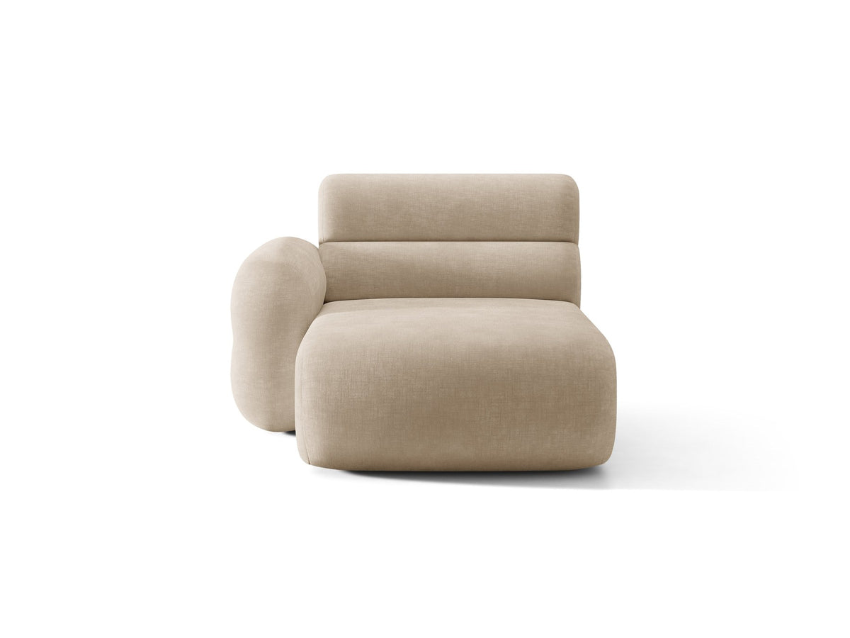 Modulares Sofa Neo Chaiselongue von Micadoni in dunklem Olivgrün mit hoher Rückenlehne und schwarzen Kunststoffbeinen aus Polypropylen.