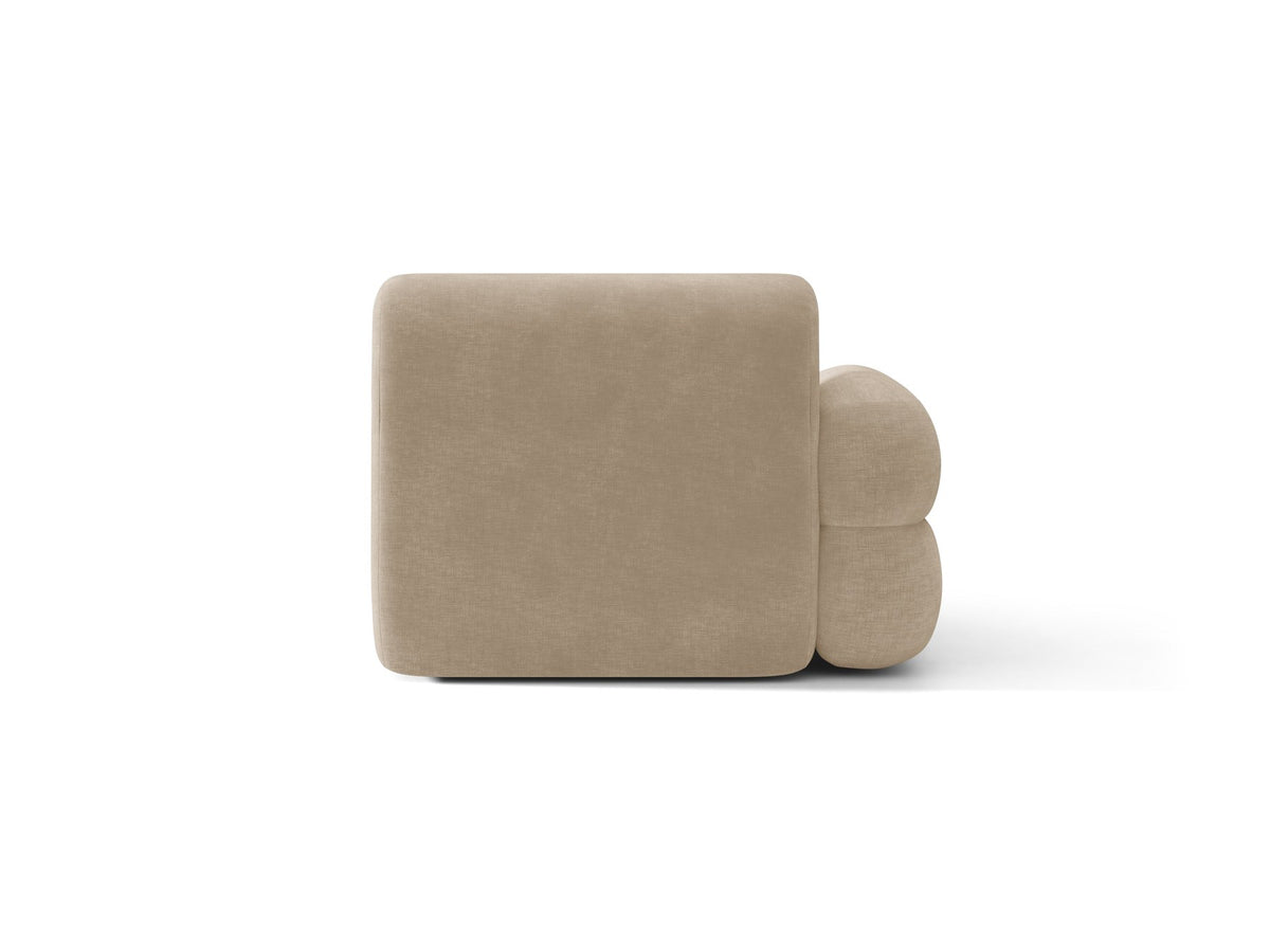 Modulares Sofa Neo Chaiselongue von Micadoni in dunklem Olivgrün mit hoher Rückenlehne und schwarzen Kunststoffbeinen aus Polypropylen.