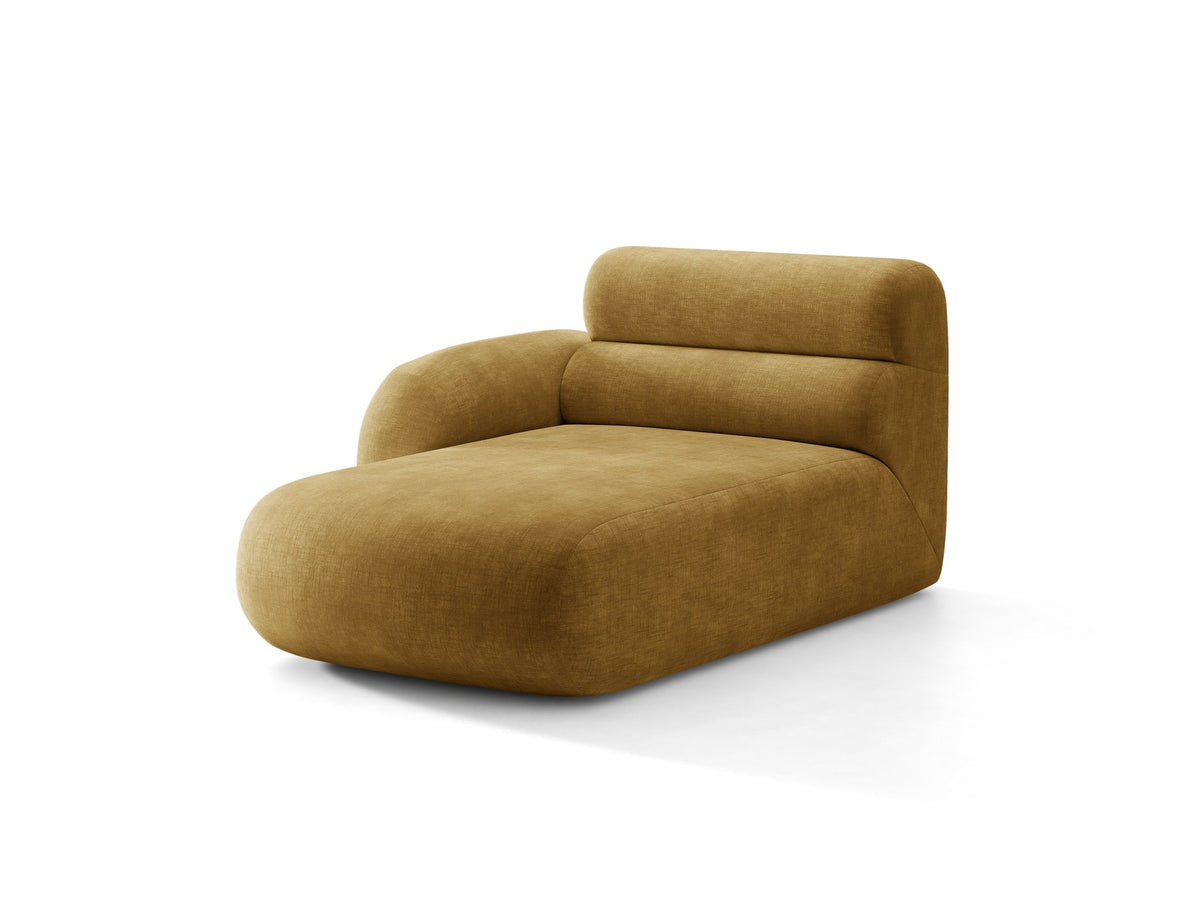 Modulares Sofa Neo Chaiselongue von Micadoni in dunklem Olivgrün mit hoher Rückenlehne und schwarzen Kunststoffbeinen aus Polypropylen.