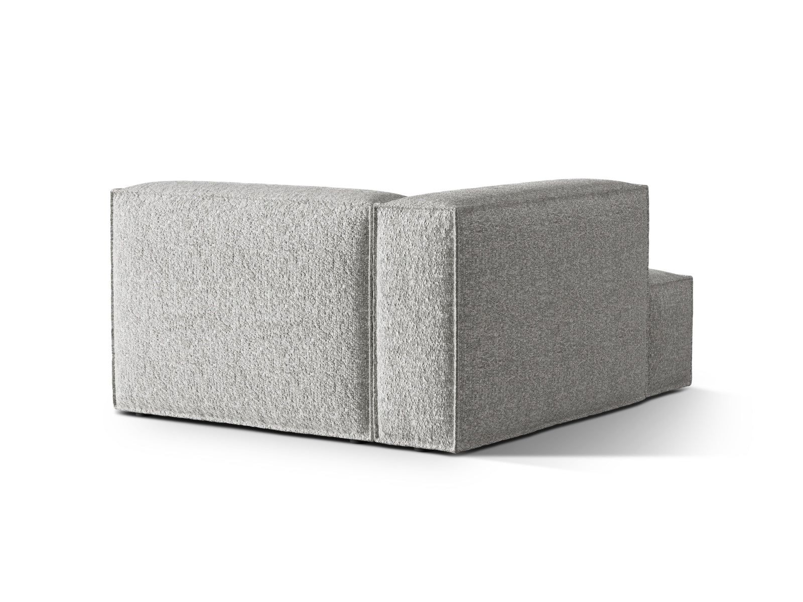 Stilvolle Nuria Boucle Chaise Longue in Silber, perfekt für moderne Interiors. Linksseitiges Design des modularen Sofas von Micadoni.