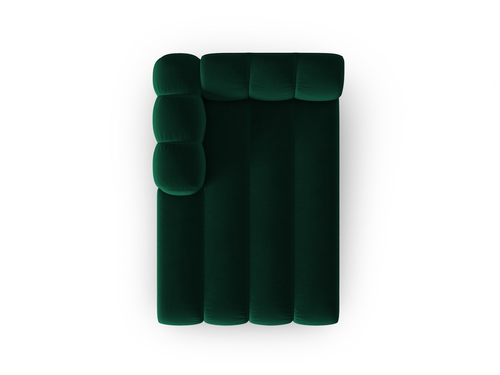 Elegantes linksseitiges 2-Sitzer Sofa Chaise Lounge aus Velours von Micadoni in edlem Flaschengrün, perfekt für gemütliche und moderne Wohnambiente.