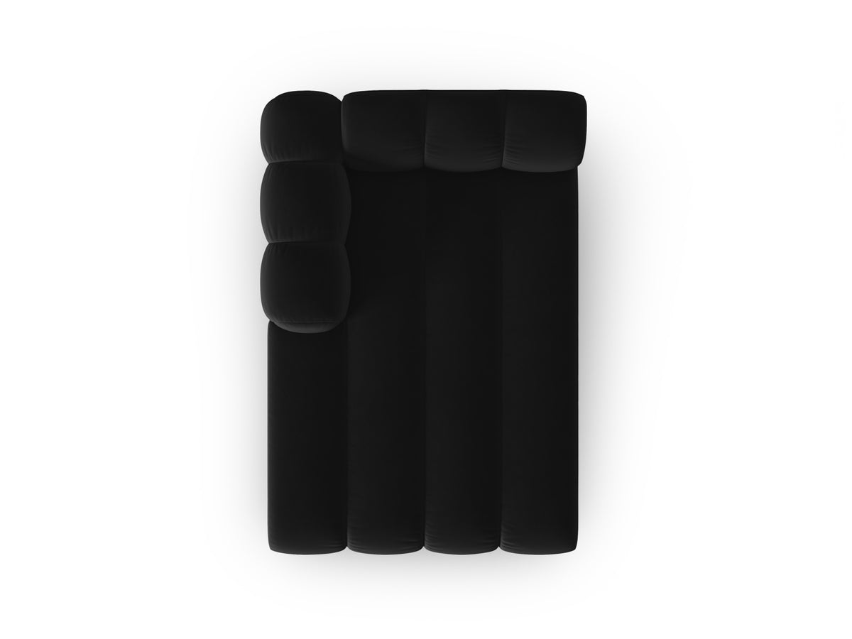 Lupine Velour Sofa Chaise Lounge links 2 Sitzer in Black-Salvador präsentiert im Onlineshop von KAQTU Design AG. L-Sofa links ist von Micadoni