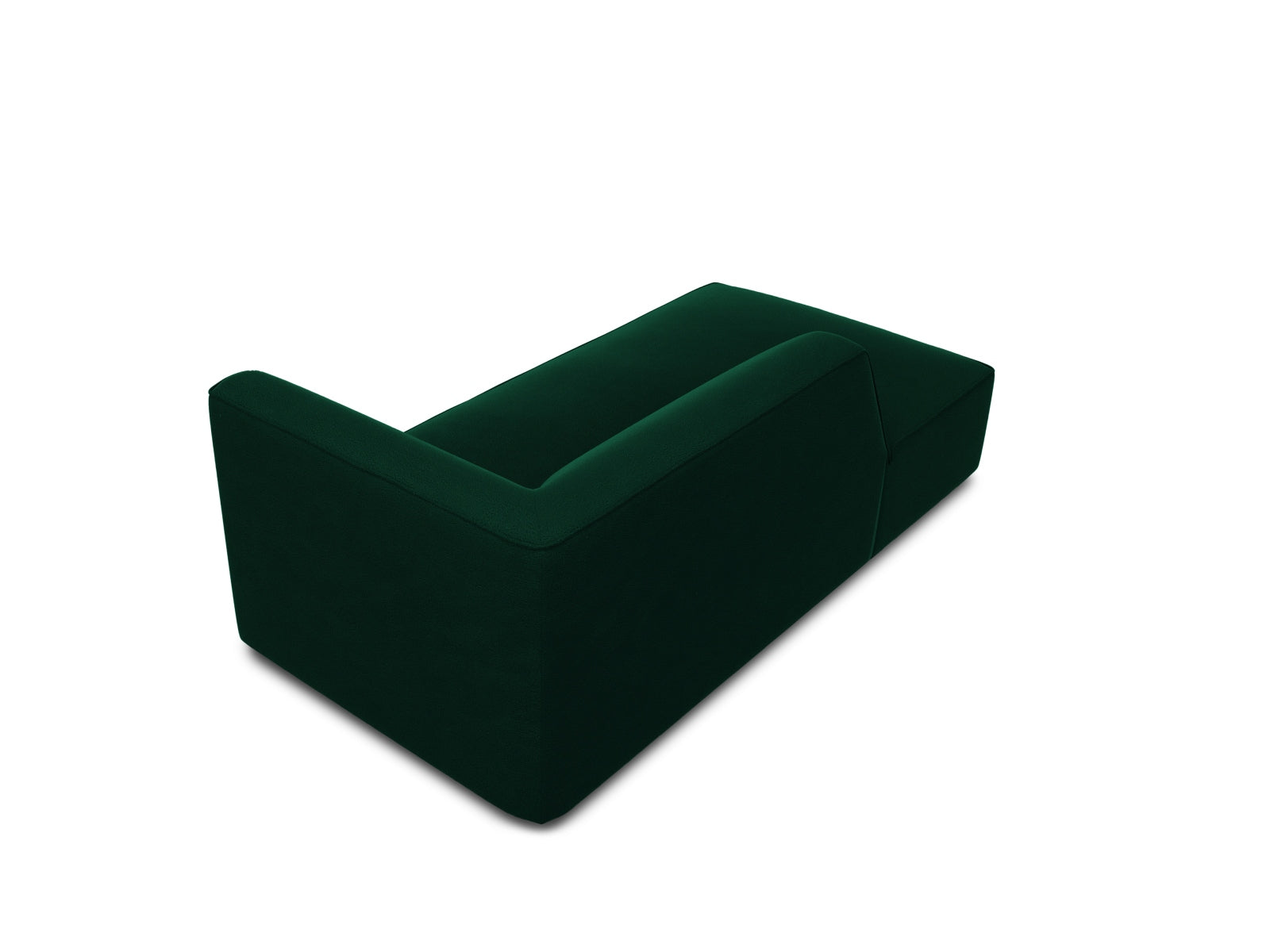 Luxuriöses Ruby Velour Sofa Chaise Lounge links, perfekt für moderne Interiors, bietet eine harmonische Kombination aus Komfort und ansprechendem Design in einem satten Rot.