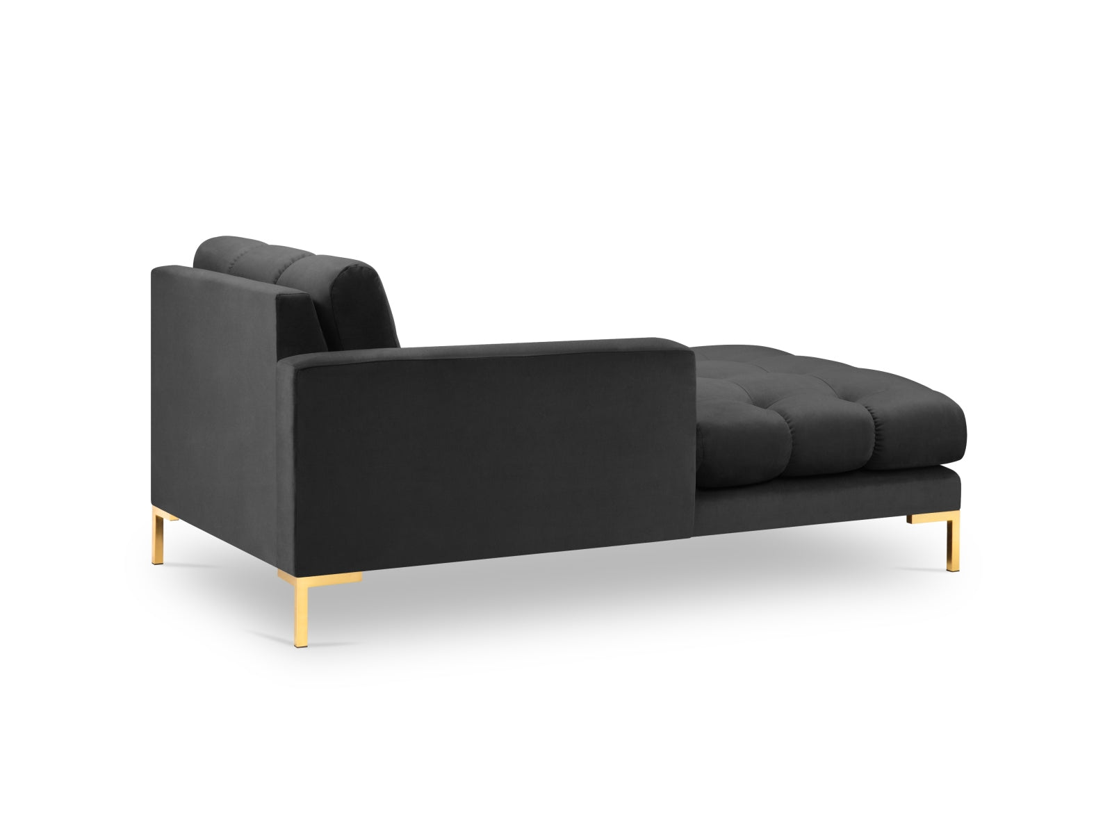 Mamaia Velour Sofa Chaise Lounge links 1 Sitz in Dark Grey/Gold präsentiert im Onlineshop von KAQTU Design AG. L-Sofa links ist von Micadoni