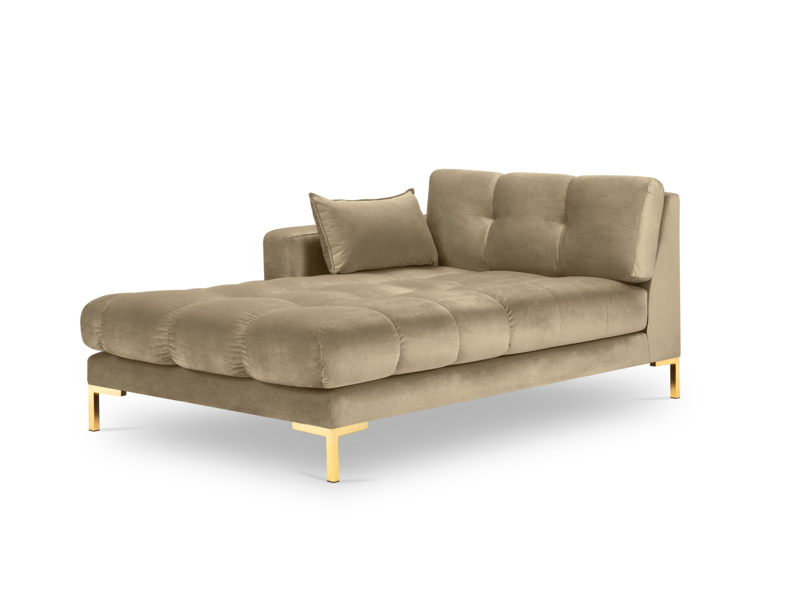 Mamaia Velour Sofa Chaise Lounge links 1 Sitz in Beige/Gold präsentiert im Onlineshop von KAQTU Design AG. L-Sofa links ist von Micadoni