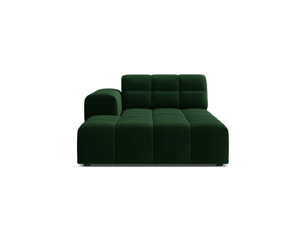 Chaiselongue Jennifer von Micadoni in Beige, Bezug aus Chenille-Stoff Eden, schwarze Kunststoffbeine, linksseitige Ausrichtung, modulares Sofaelement.