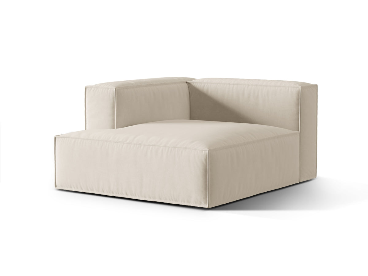 Nuria Velour Chaise Longue links 1 Sitzer in Beige-Paris präsentiert im Onlineshop von KAQTU Design AG. Modulares Sofa ist von Micadoni