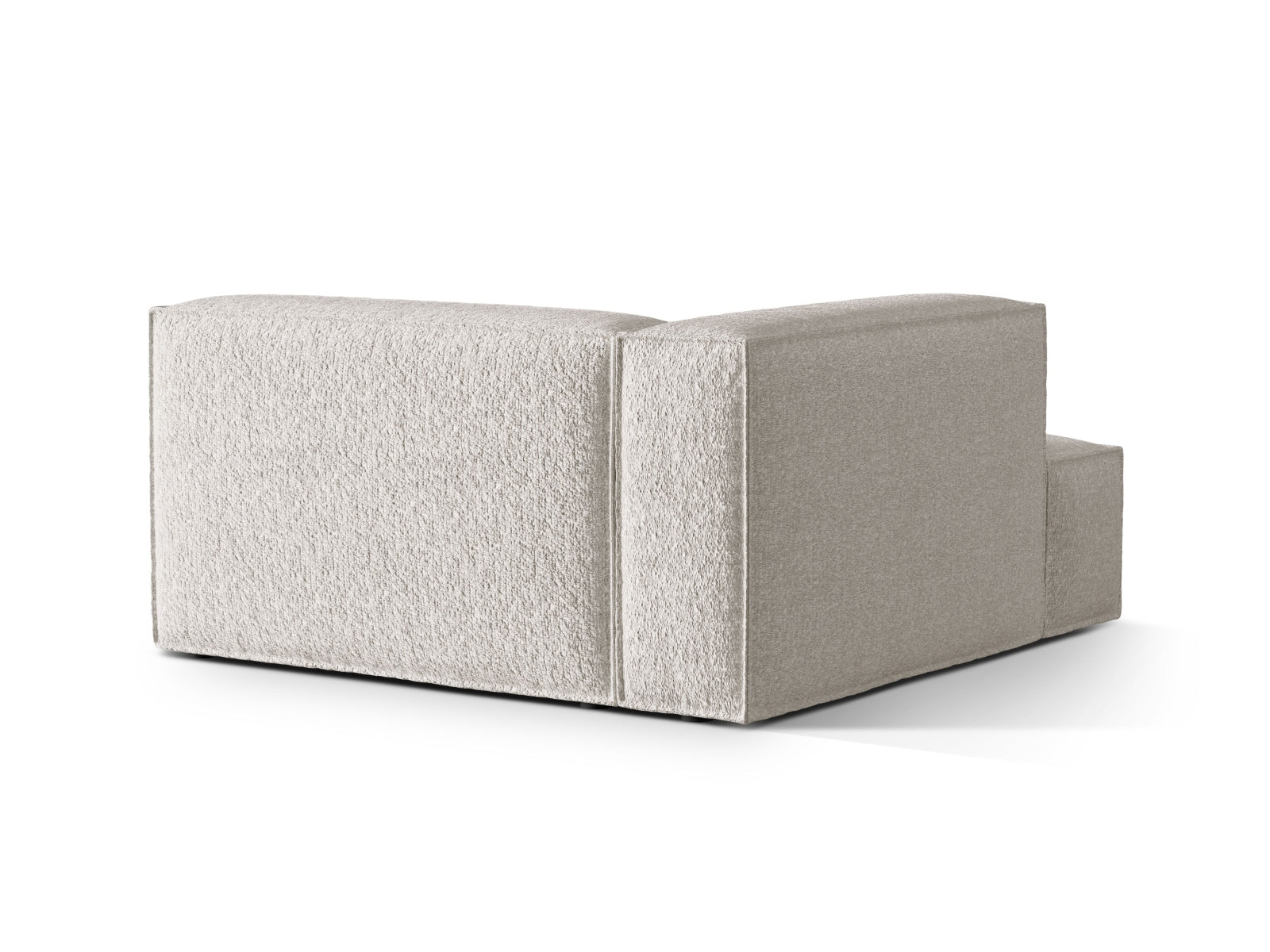 Moderne Nuria Chaise Longue links in Grau-Beige Melange, perfekt für kreative Raumgestaltungen und komfortable Entspannung.