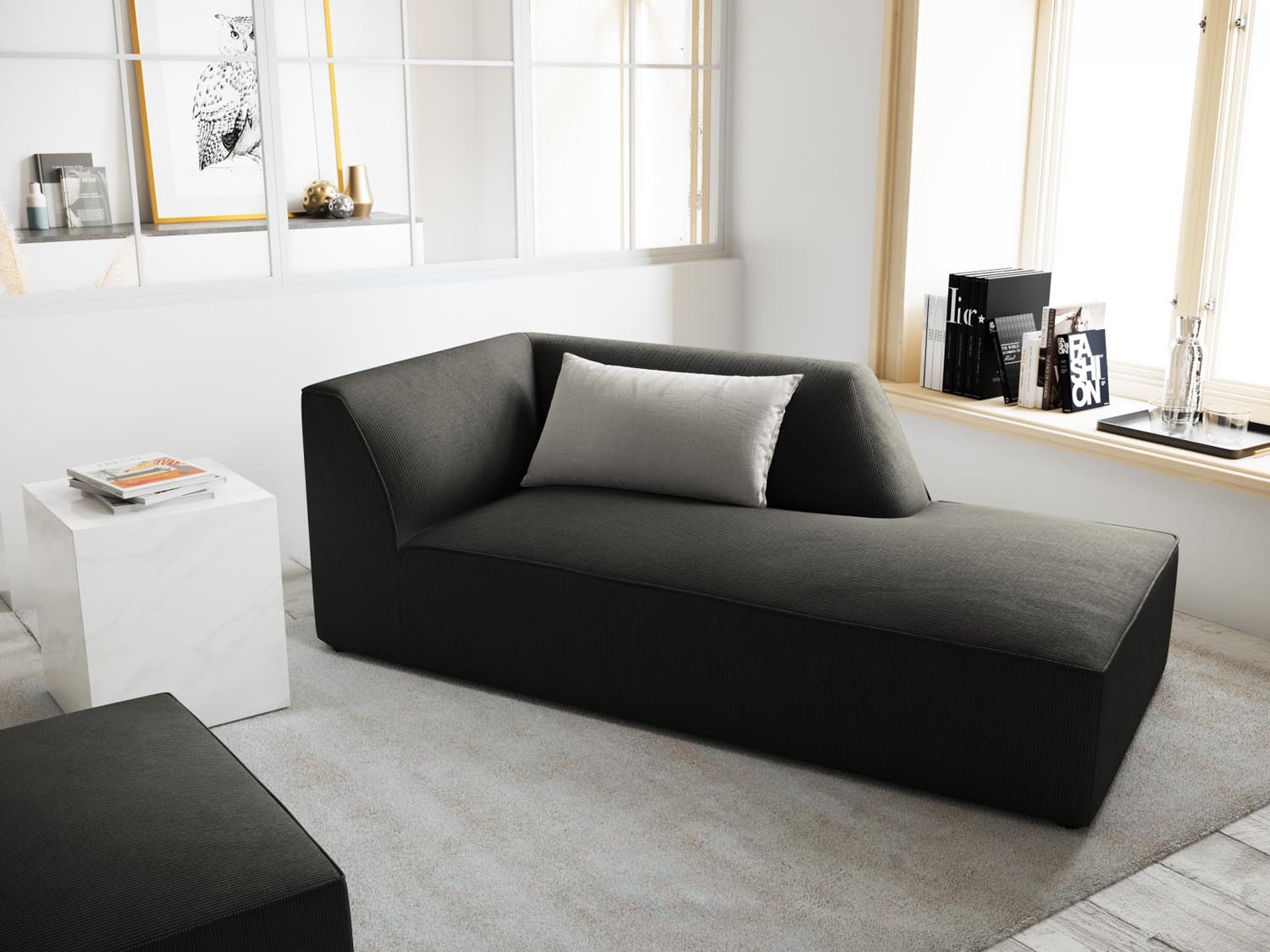 Ruby Sofa Chaise Lounge rechts 1 Sitz in Dark Grey präsentiert im Onlineshop von KAQTU Design AG. L-Sofa rechts ist von Micadoni