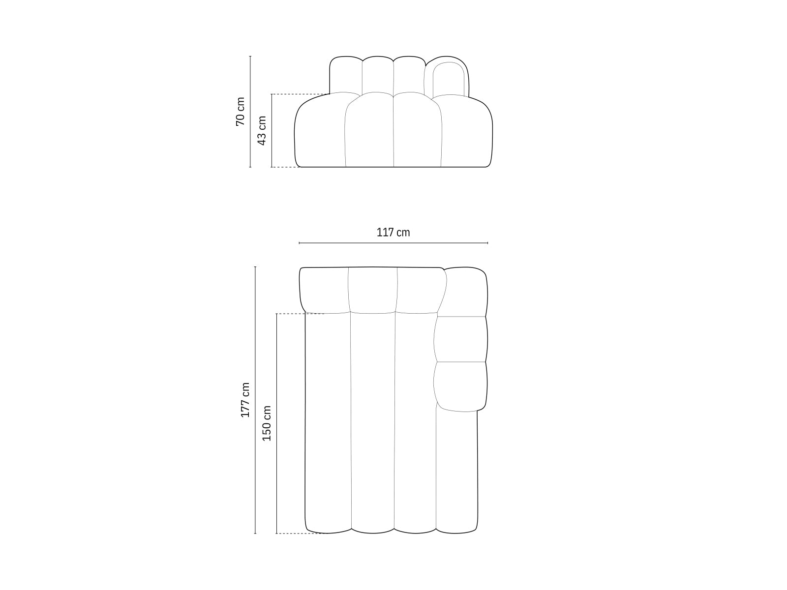 Lupine Sofa Chaise Lounge rechts 2 Sitzer in White präsentiert im Onlineshop von KAQTU Design AG. L-Sofa rechts ist von Micadoni