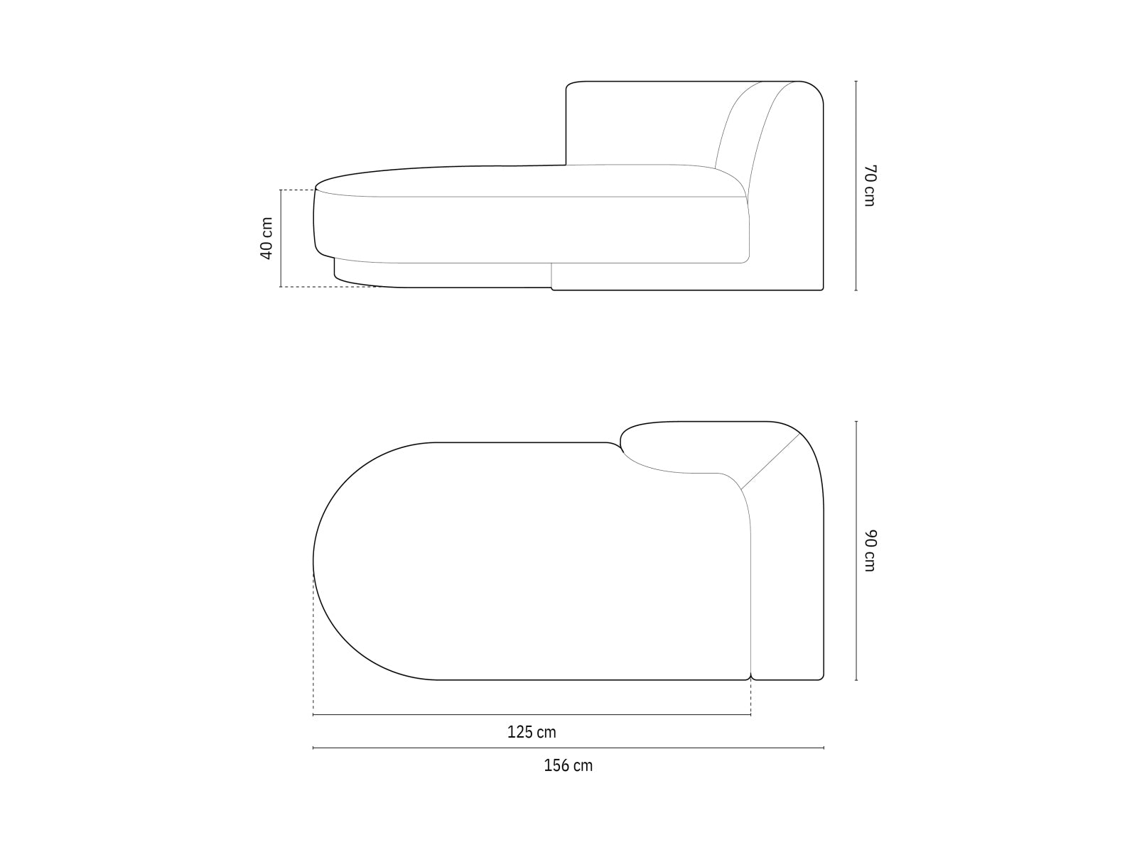 Miley Boucle Sofa Chaise Lounge rechts 2 Sitzer in Dark Blue präsentiert im Onlineshop von KAQTU Design AG. L-Sofa rechts ist von Micadoni