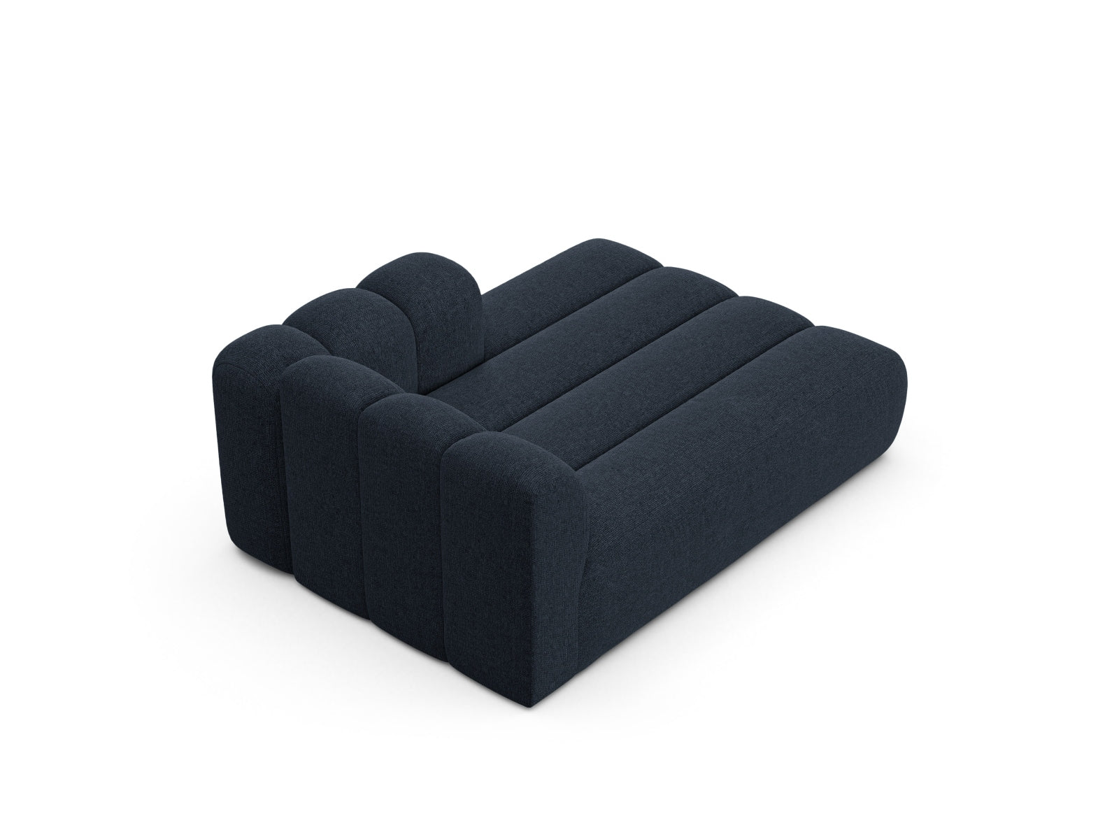 Moderne Lupine Chaise Longue rechts 2 Sitzer in edlem Navy Blue-Eden, perfekt für gemütliche und stilvolle Wohnambiente.