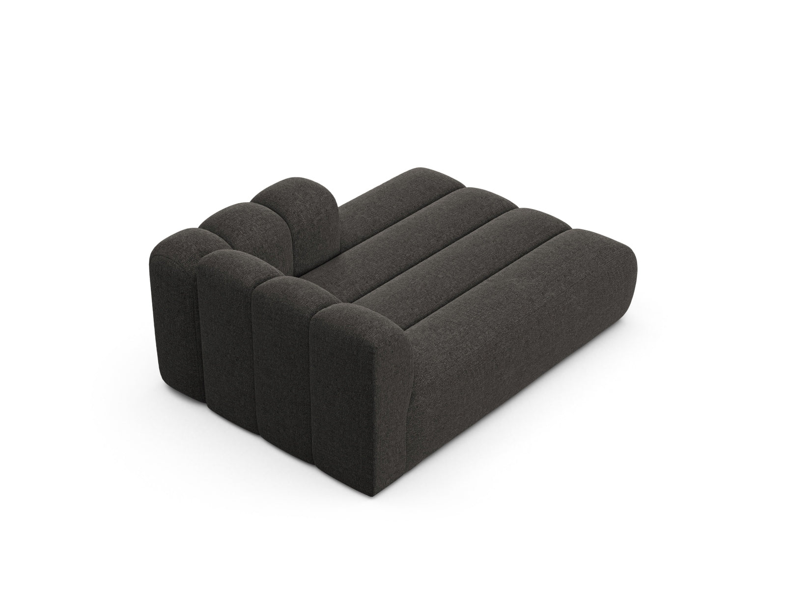 Moderne Lupine Chaise Longue rechts 2 Sitzer in edlem Dunkelgrau, perfekt für gemütliche und stilvolle Wohnambiente.